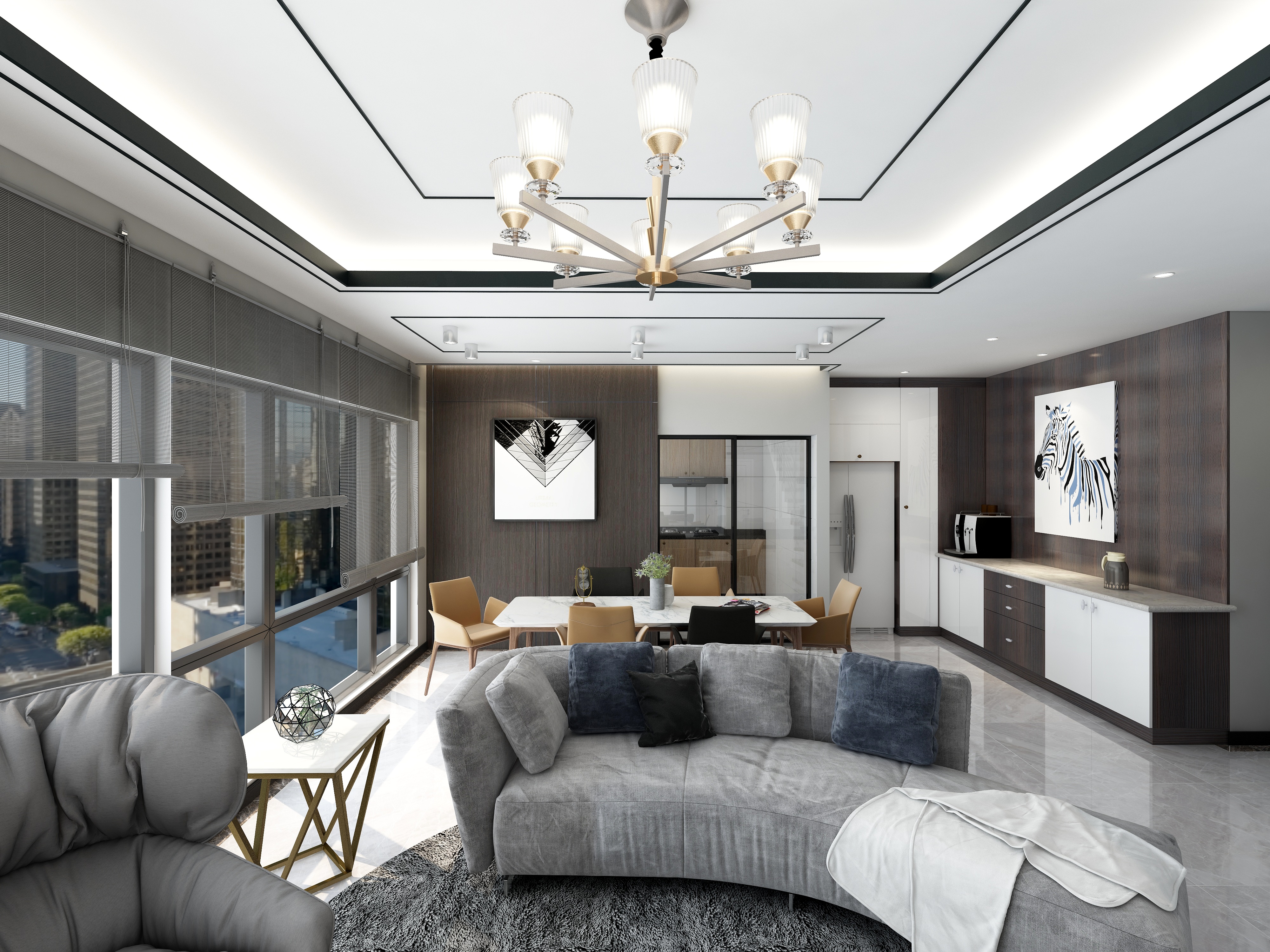 塑梧设计-《墨》92㎡现代三居装修效果图