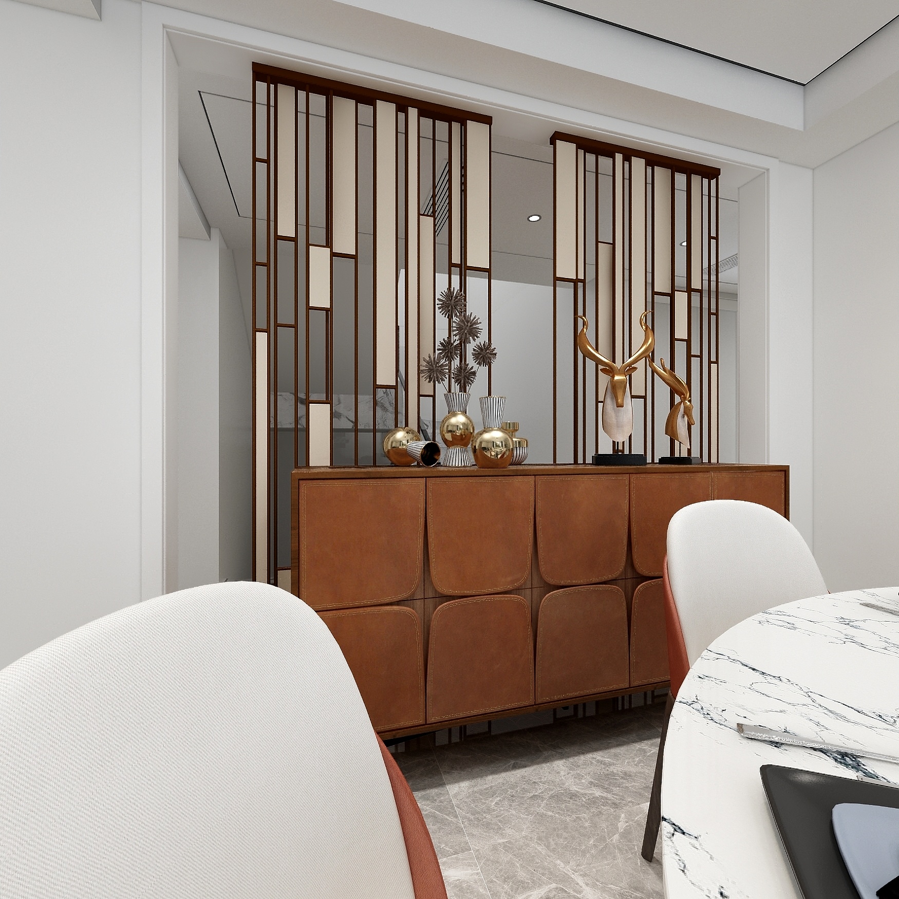 酷家乐优秀设计频道-148㎡现代极简别墅四居一层餐厅装修效果图第3张