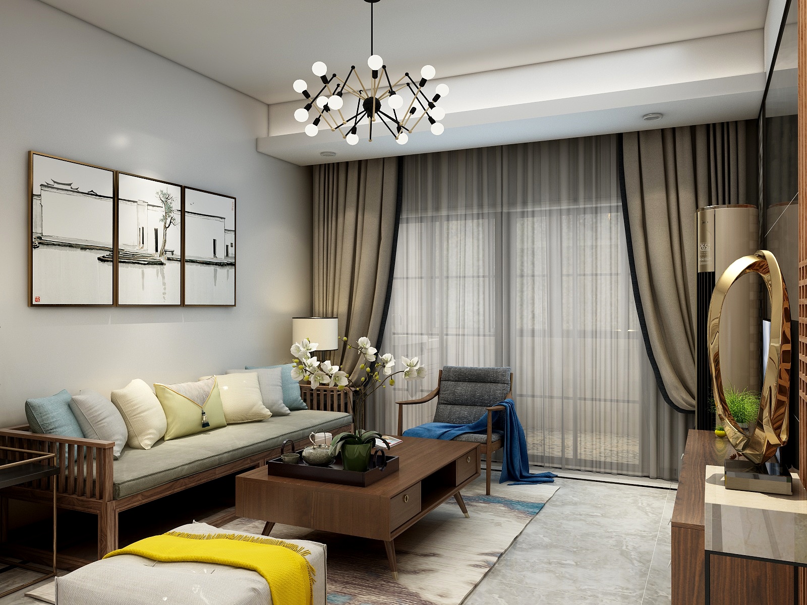 郑福连-97方现代二居装修效果图