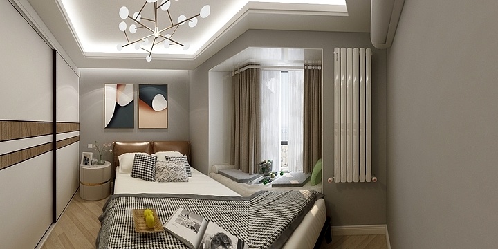 云图易装设计-55方现代一居一层主卧装修效果图第3张