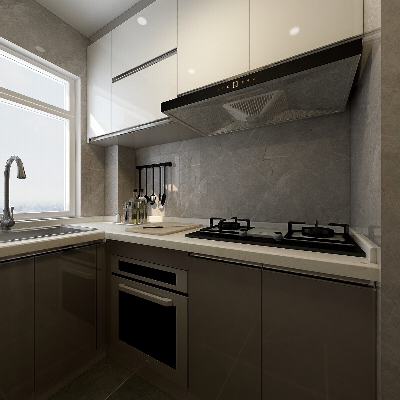 云图易装设计-55方现代一居一层厨房装修效果图第3张