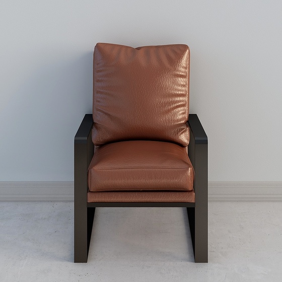 Brown Leather Industrial Chair 3D Model