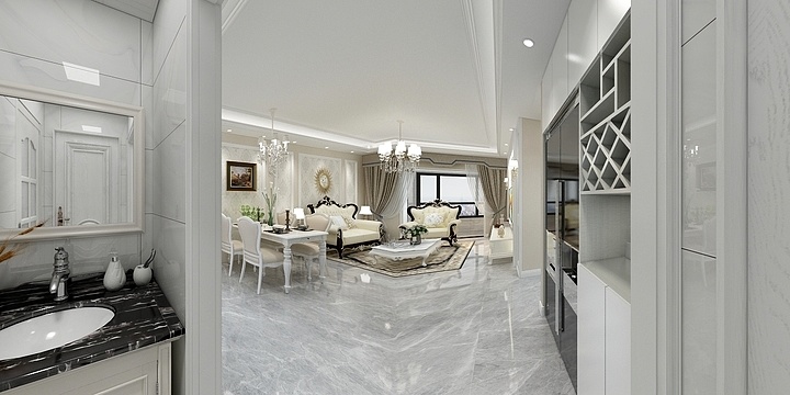 aolifer-96方欧式两居一层卫生间干区装修效果图第3张