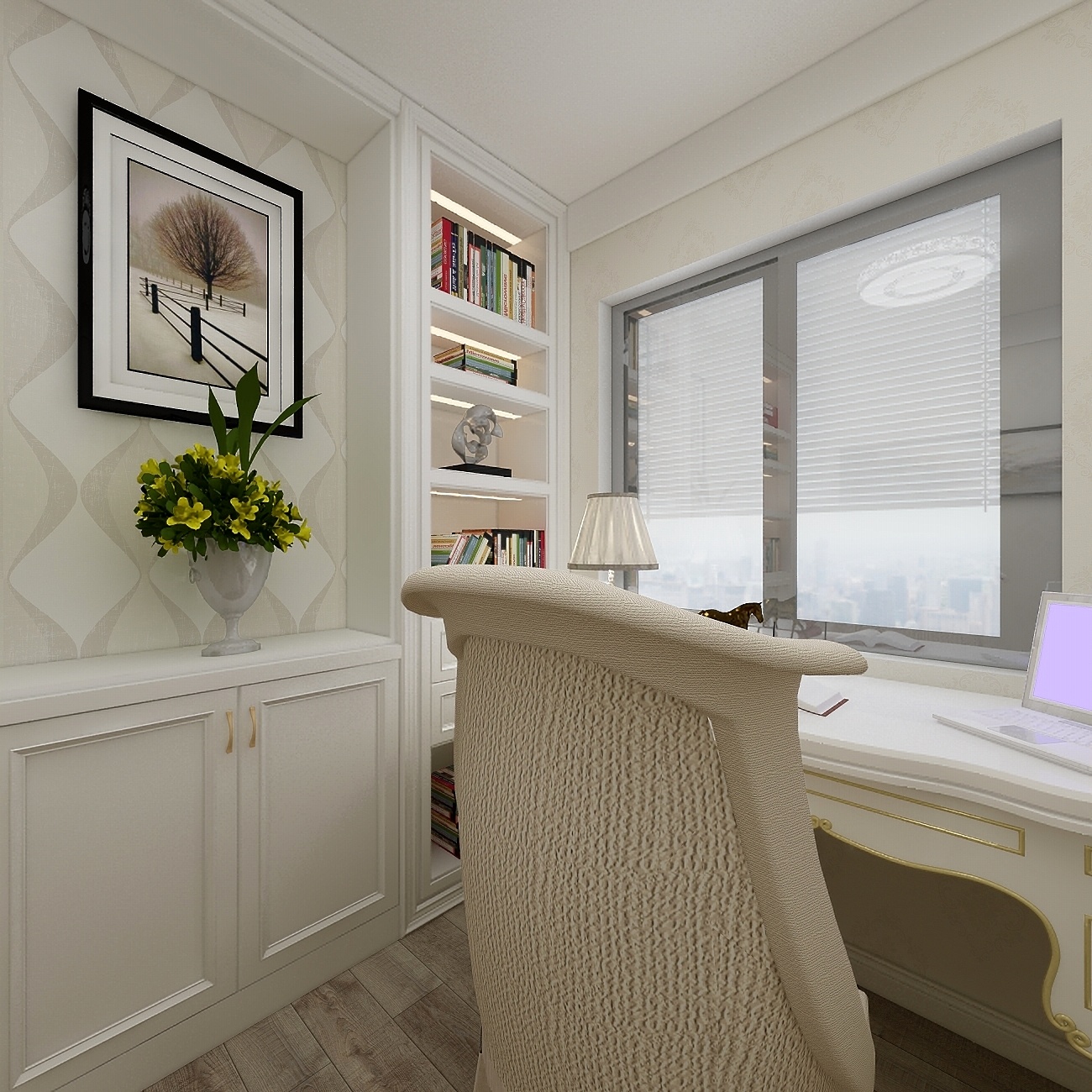 aolifer-96方欧式两居一层书房装修效果图第3张