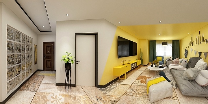 720全景-效果图-华润二十四城110.00㎡洋房B户型3室2厅2卫1厨-装修设计方案