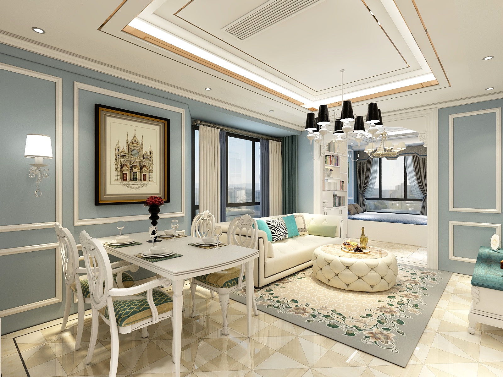 廸偉-歐式小天地一层客餐厅装修效果图第2张
