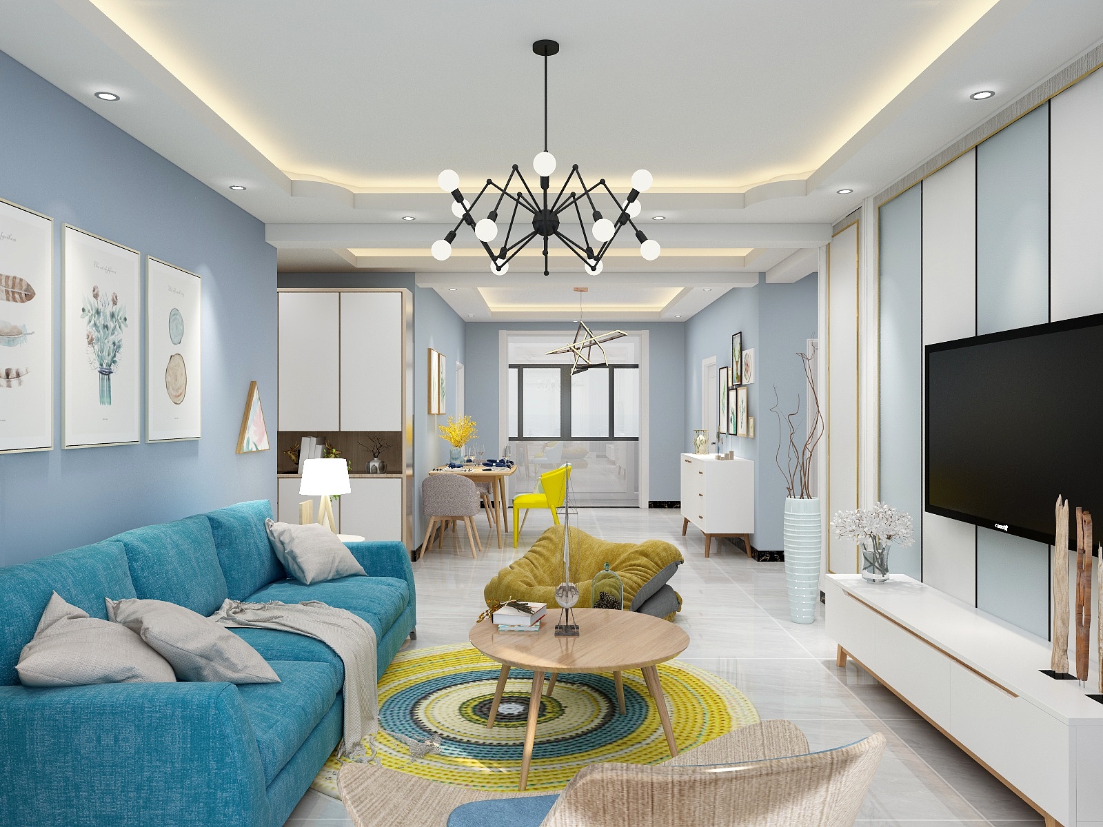 秋千上的前缀-北欧样板间色彩清新-装修设计方案