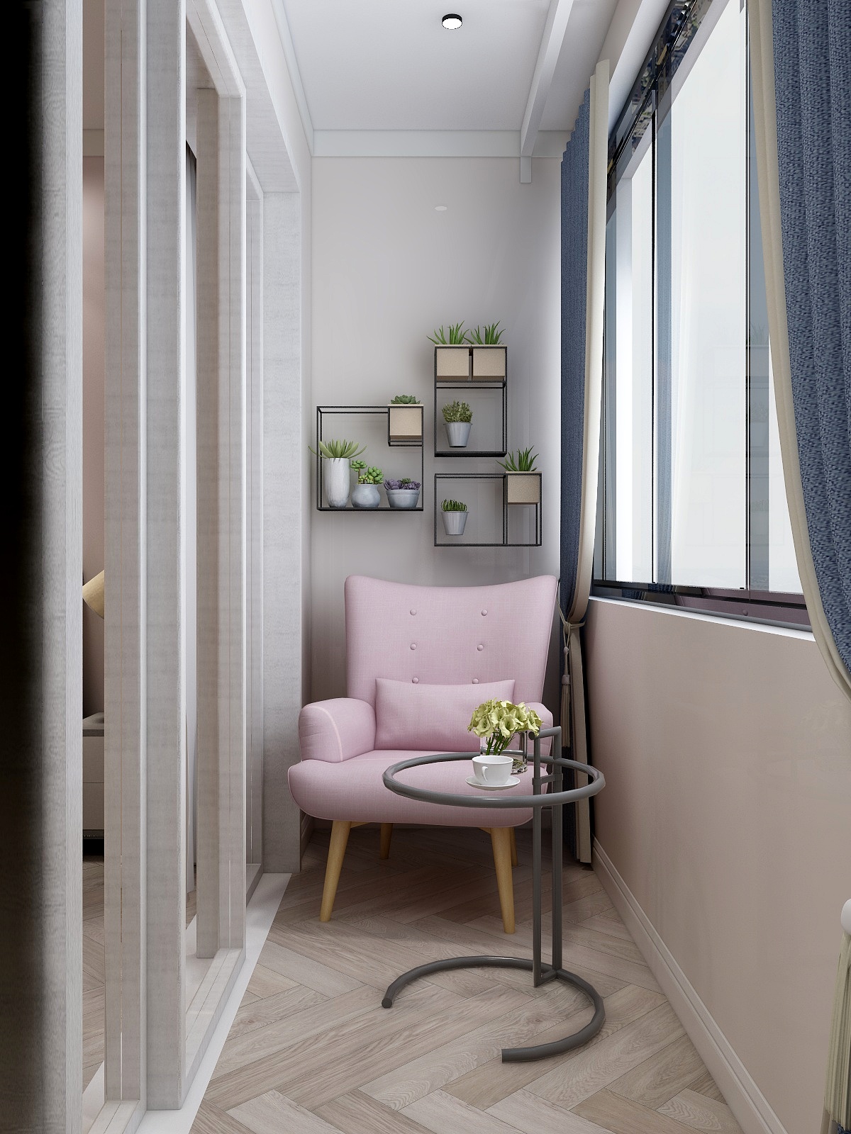 林涵勉-83㎡北欧两居一层阳台装修效果图第1张