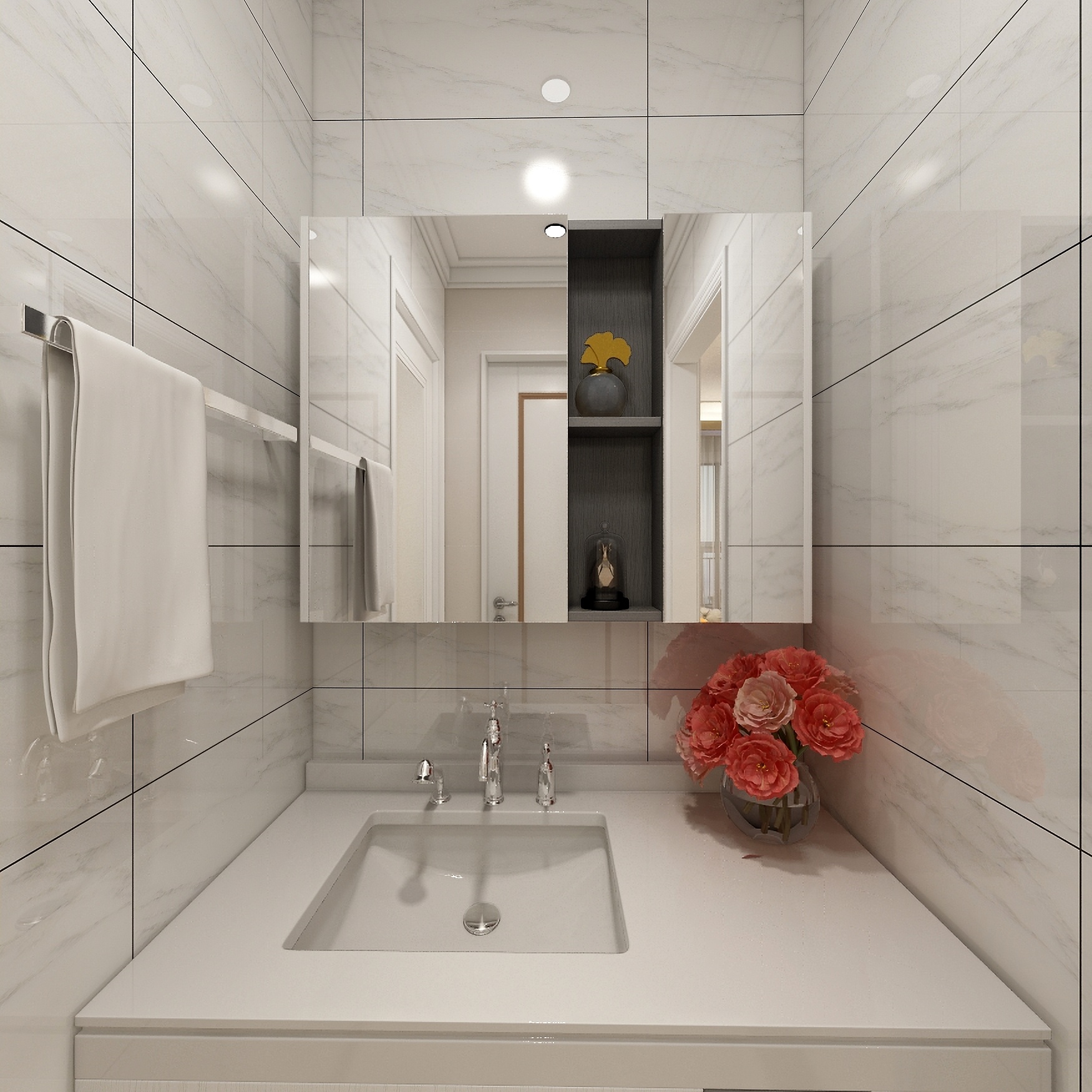 刘春伟-125方简美三居一层卫生间干区装修效果图第1张