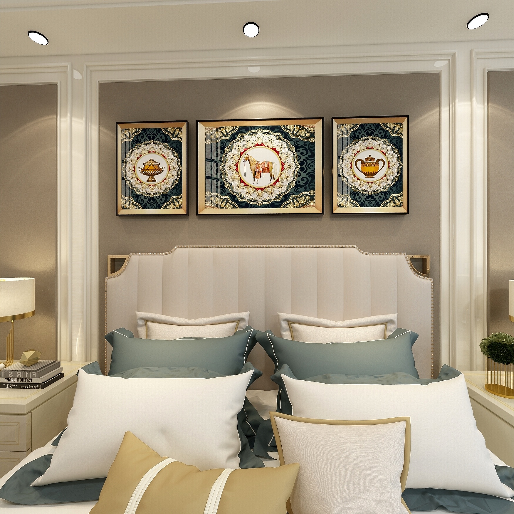 刘春伟-125方简美三居一层主卧装修效果图第2张