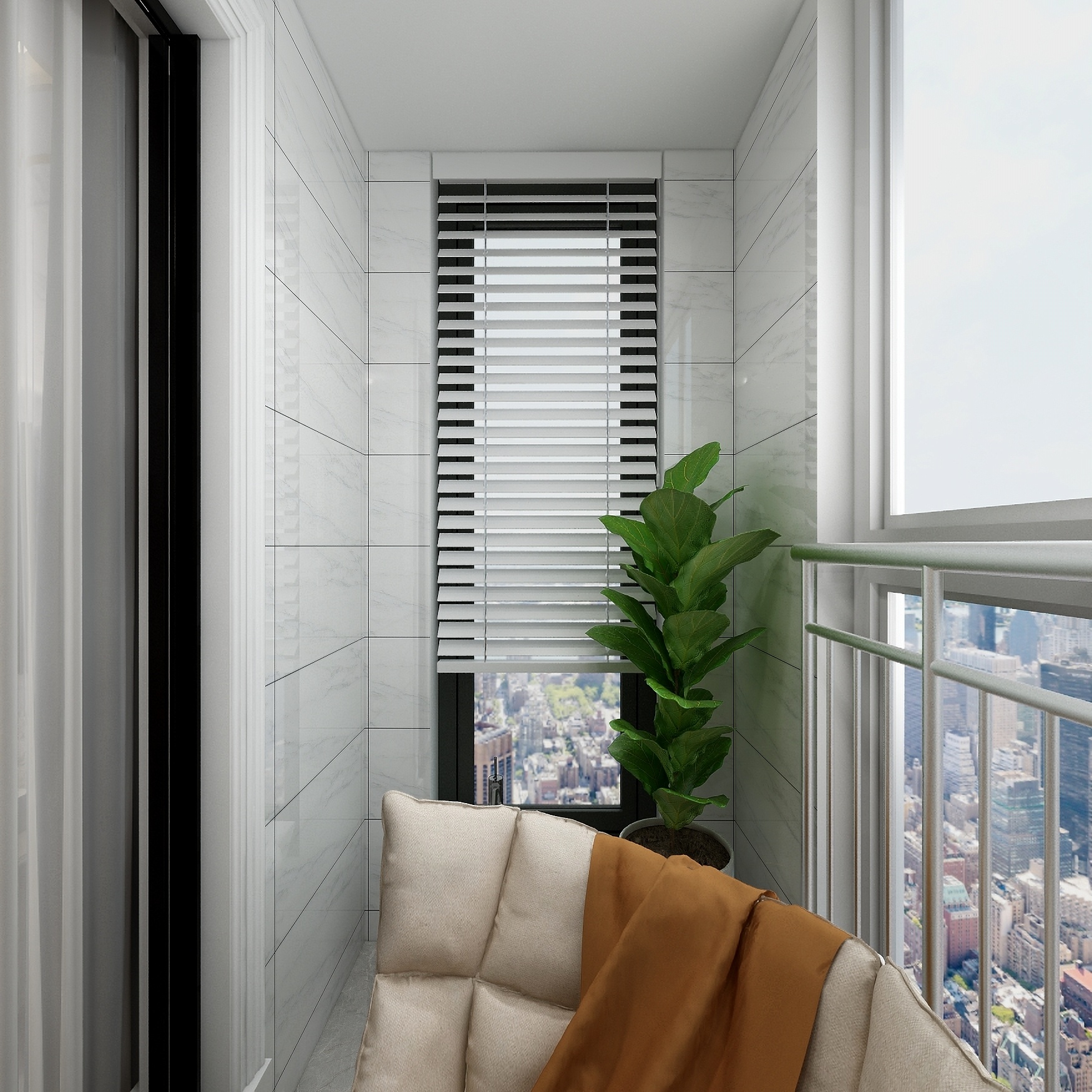 刘春伟-125方简美三居一层阳台装修效果图第1张