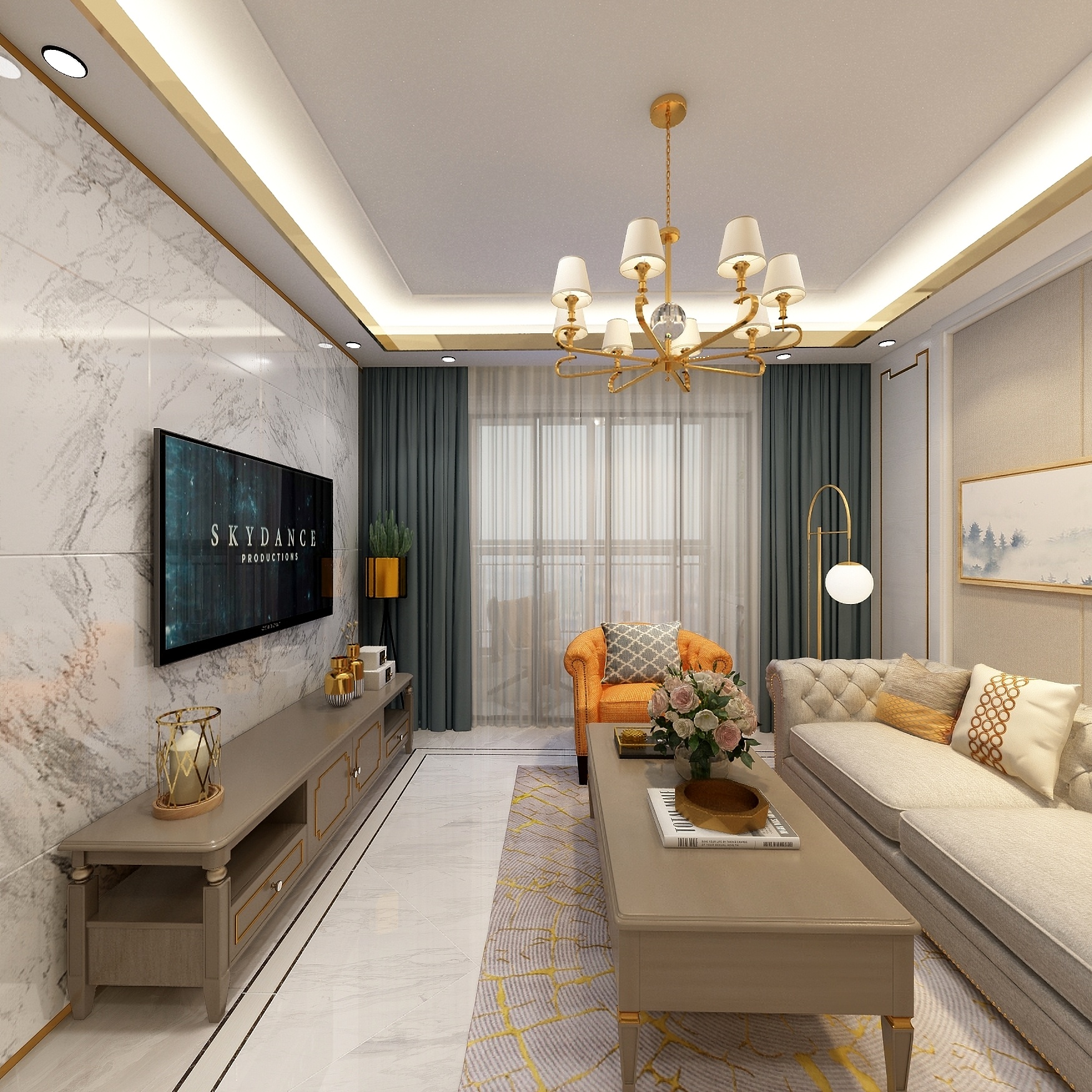 刘春伟-125方简美三居一层客餐厅装修效果图第2张