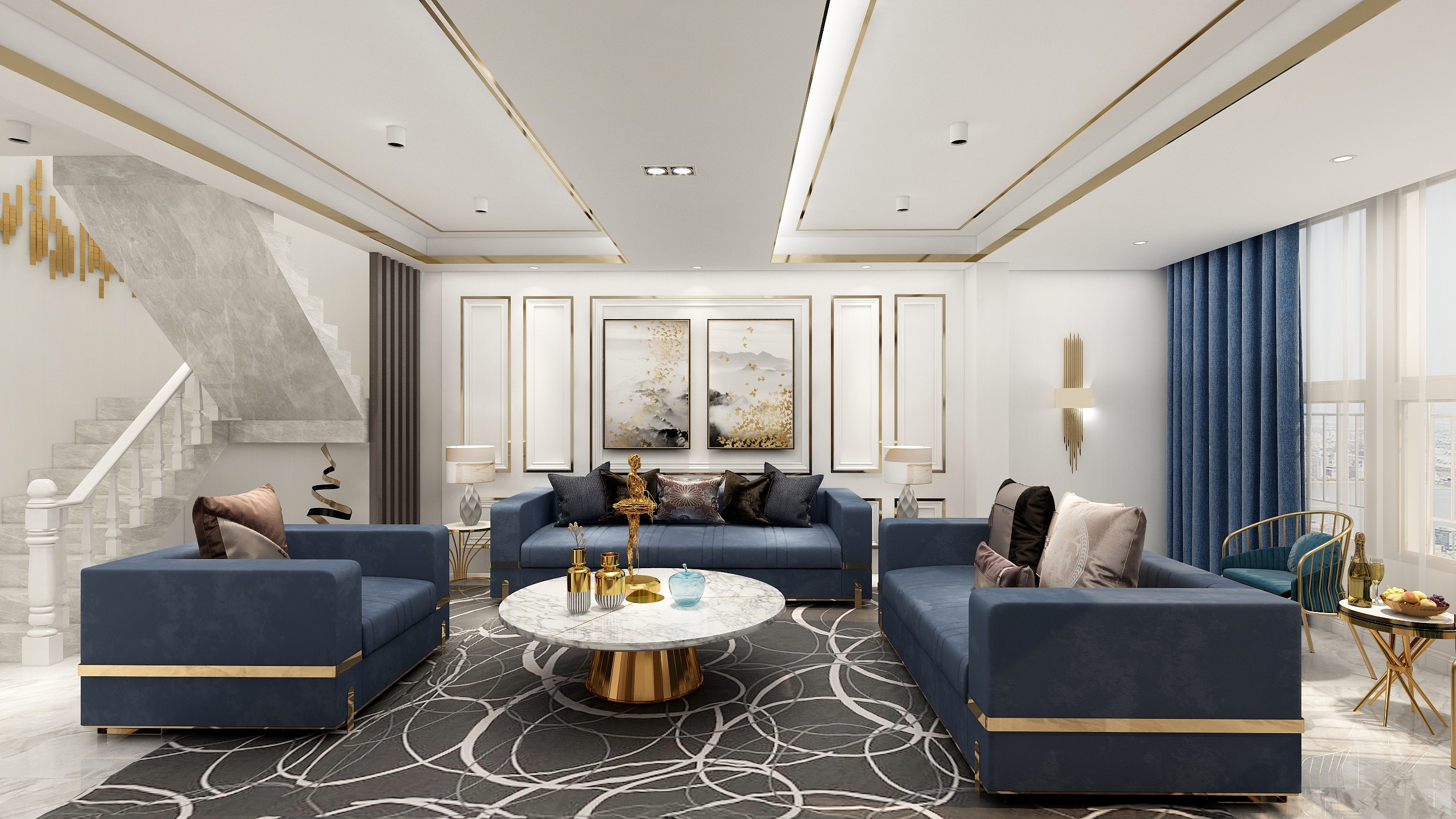 湛智华-现代轻奢复式202平装修效果图