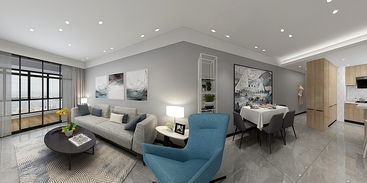 WJ空间设计-现代简约客厅-装修设计方案