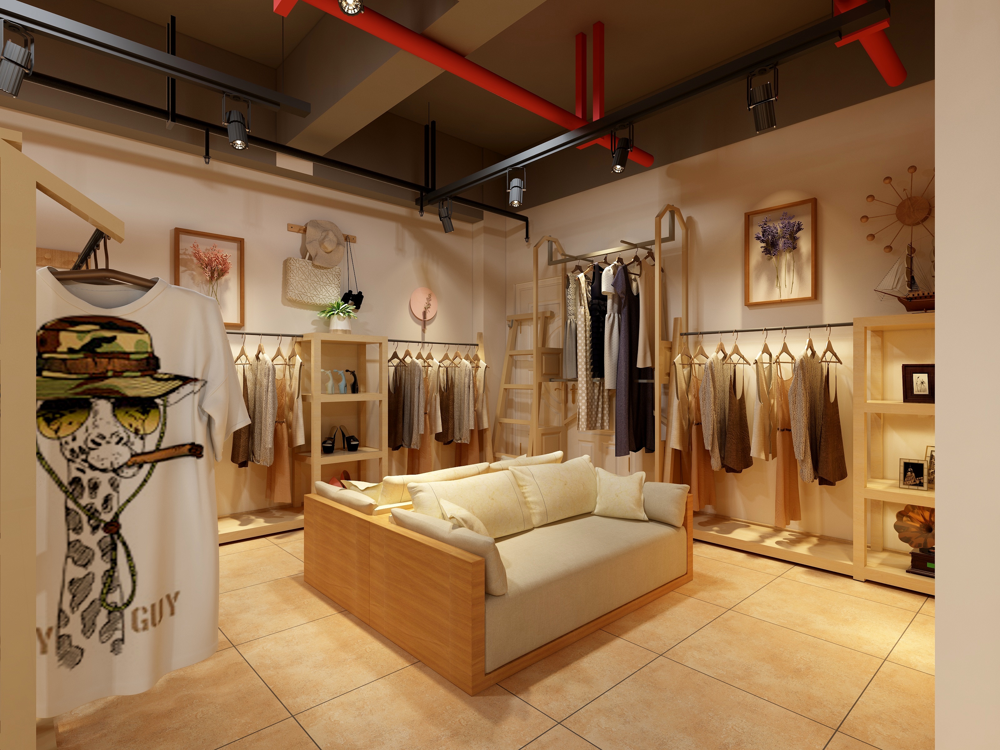 心态决定一切飞哥-薄樱服装店-装修设计方案