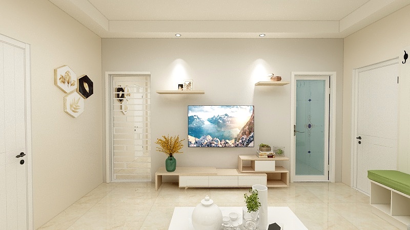 搁浅若忆-长房八方里65.00㎡A户型1室1厅1卫1厨-装修设计方案