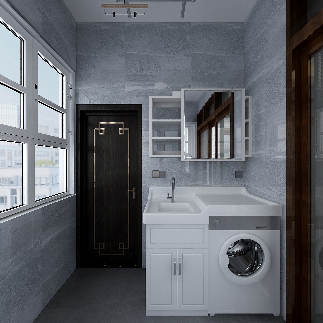 设计道也梁普荣-《新中式西门》一层阳台装修效果图第3张