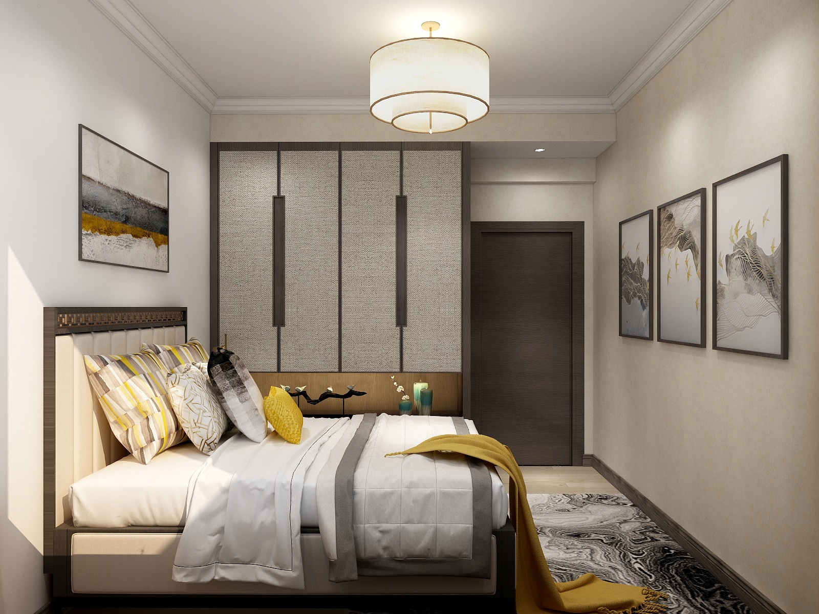 全屋定制阿德-123方新中式三居装修效果图