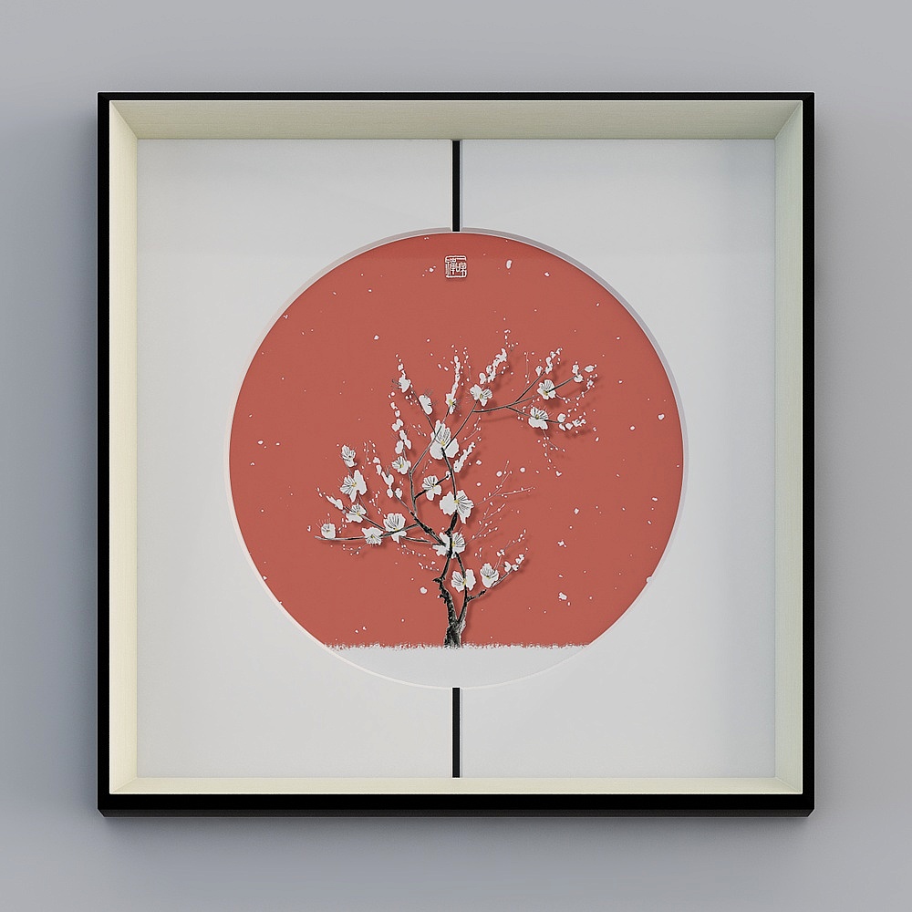 红梅报春图现代新中式梅花装饰画客厅玄关挂画墙壁画中国风bwrgz-yf-bpp-1
