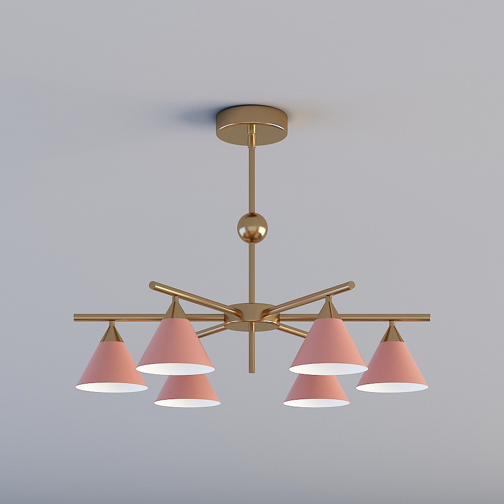 三维灯都·TY-北欧现代客餐厅卧室铁艺吊灯-88066-6-粉色3D模型
