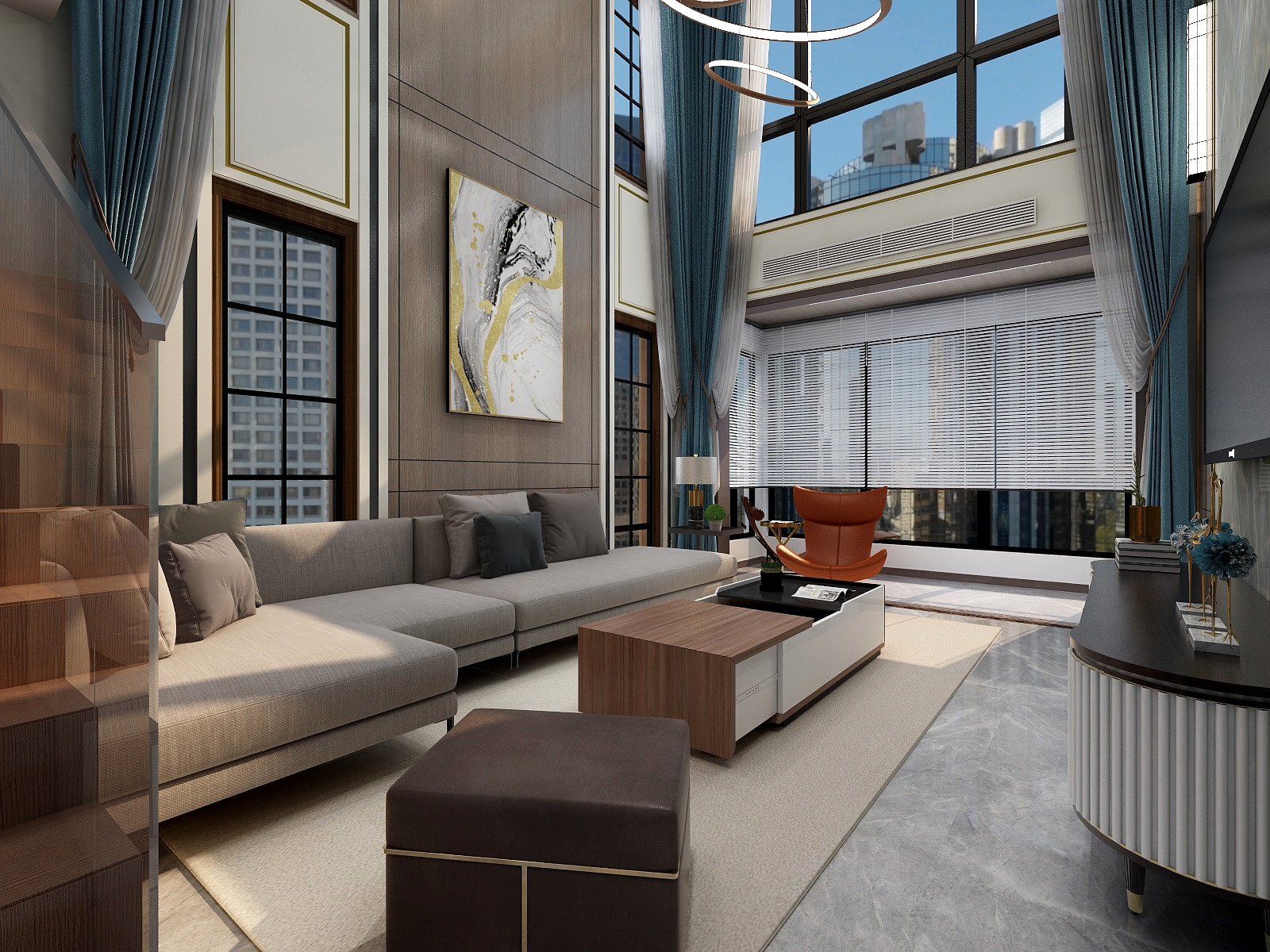 张福梅-现代风格||山与湖别墅装修效果图