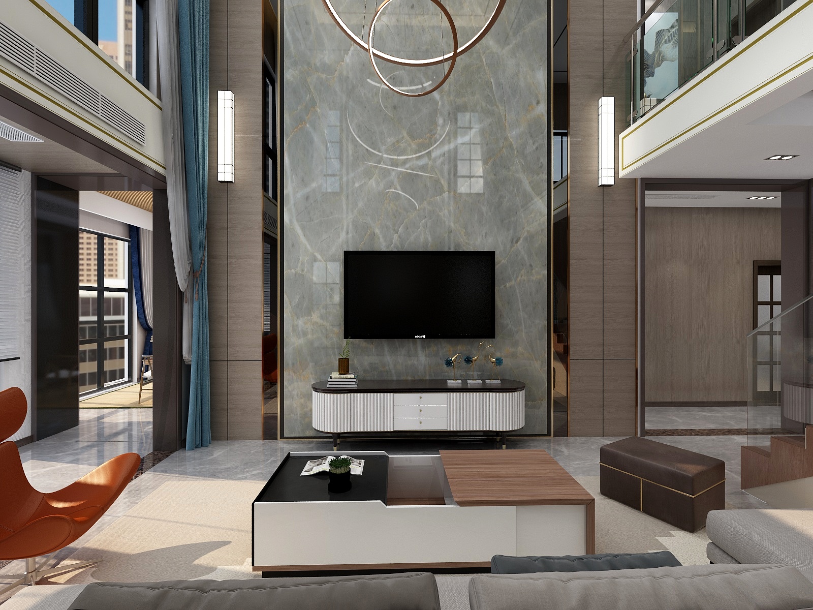 张福梅-现代风格||山与湖别墅装修效果图