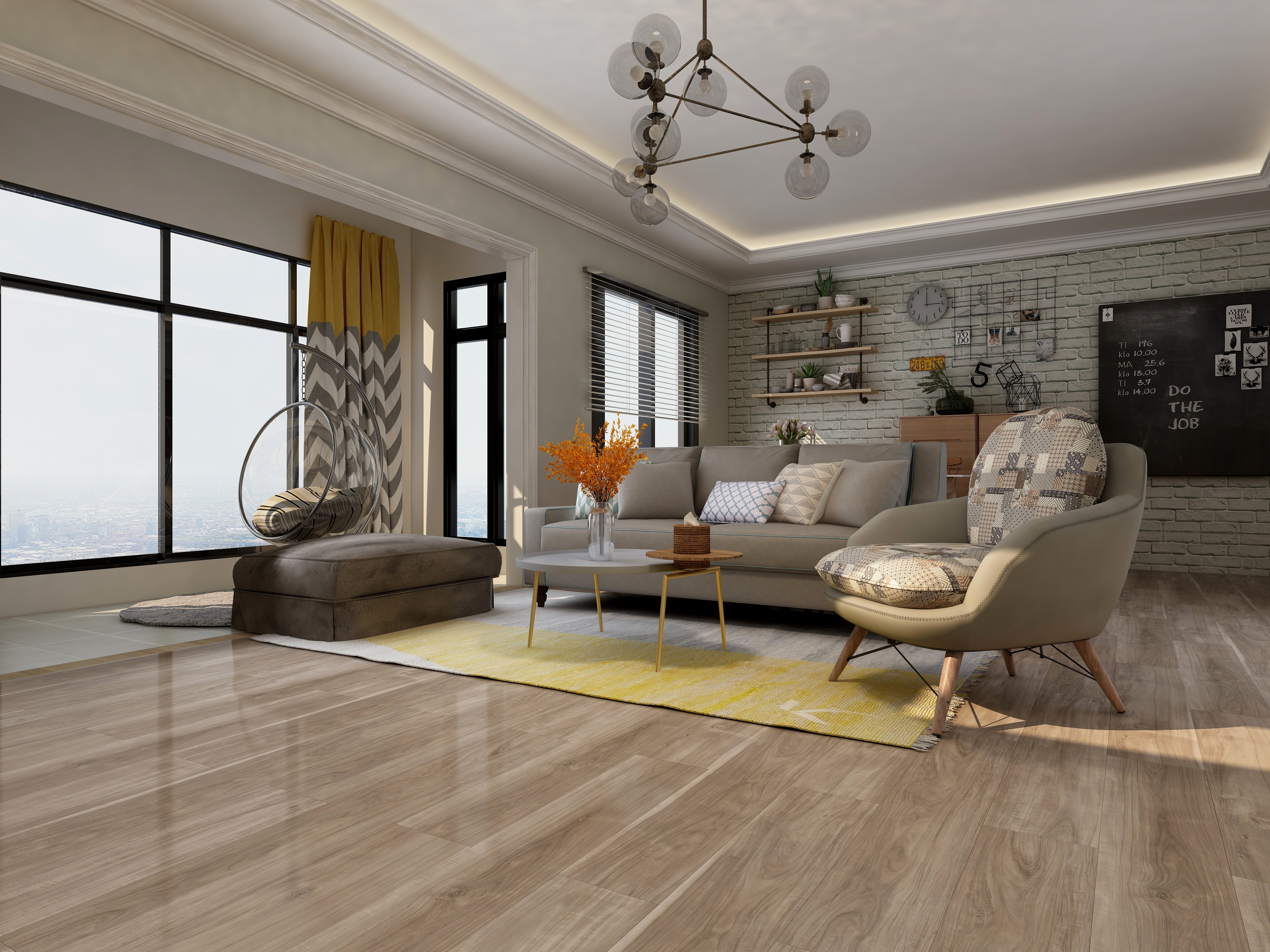 无锡春华秋实-2-北欧蓝色沙发书架-装修设计方案