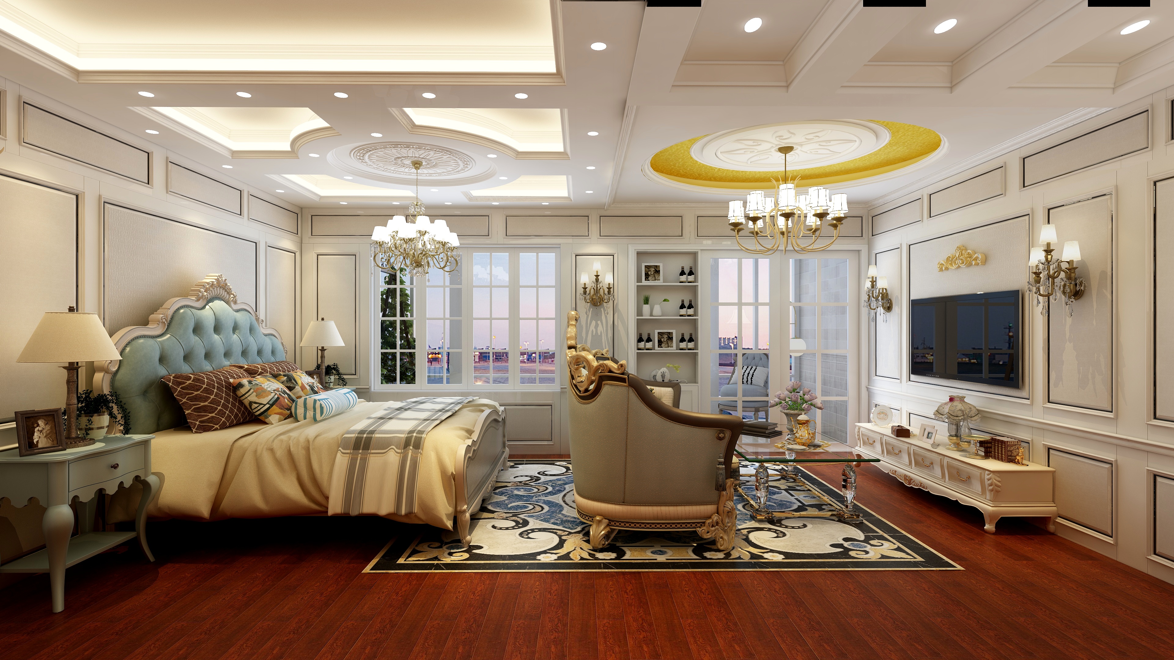 卡班-别墅-欧式二层主卧装修效果图第3张