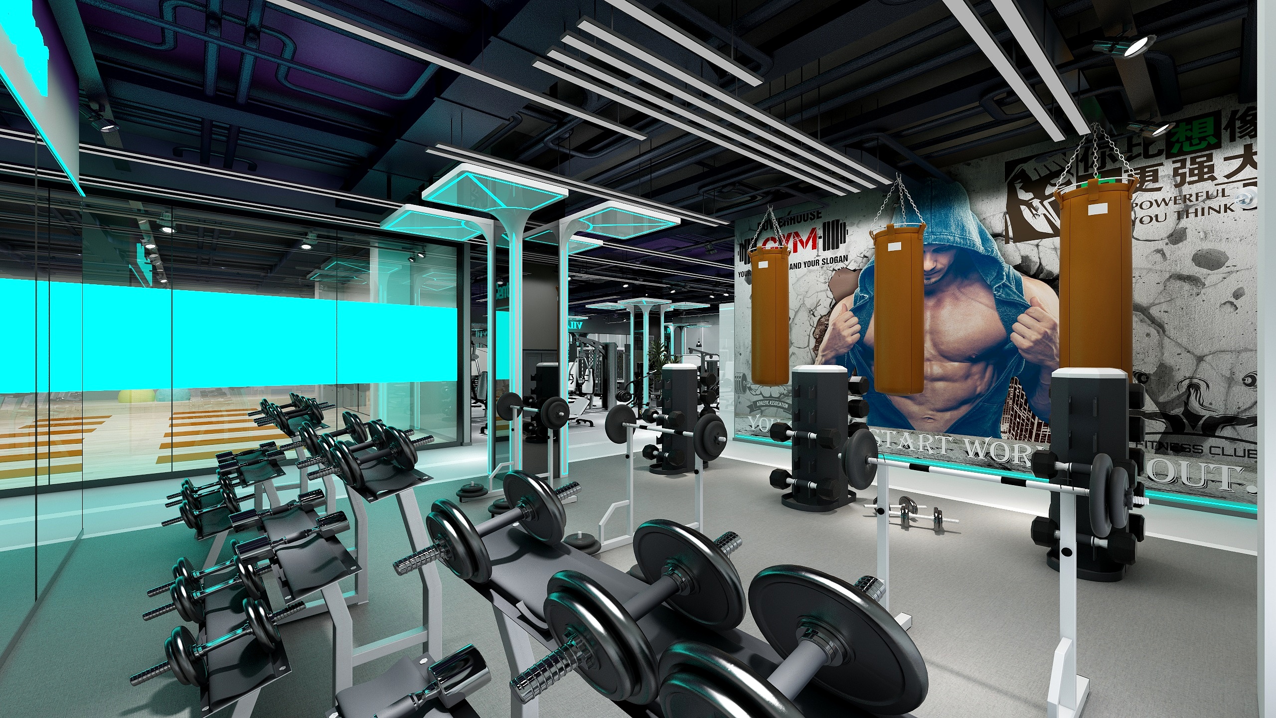 王文彬vision-简阳香港城OK健身房-装修设计方案