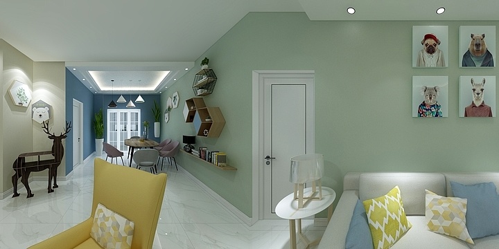 乌鲁木齐qe-紫金城92.59㎡北欧8tvc117-装修设计方案