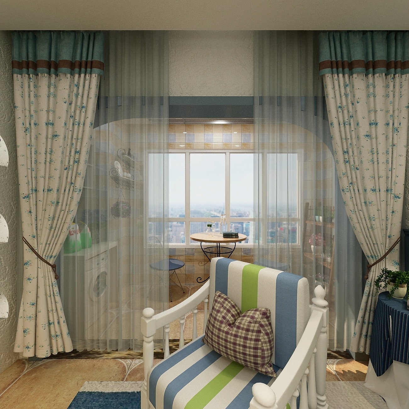 酷家乐优秀设计频道-92方地中海三居一层客餐厅装修效果图第4张