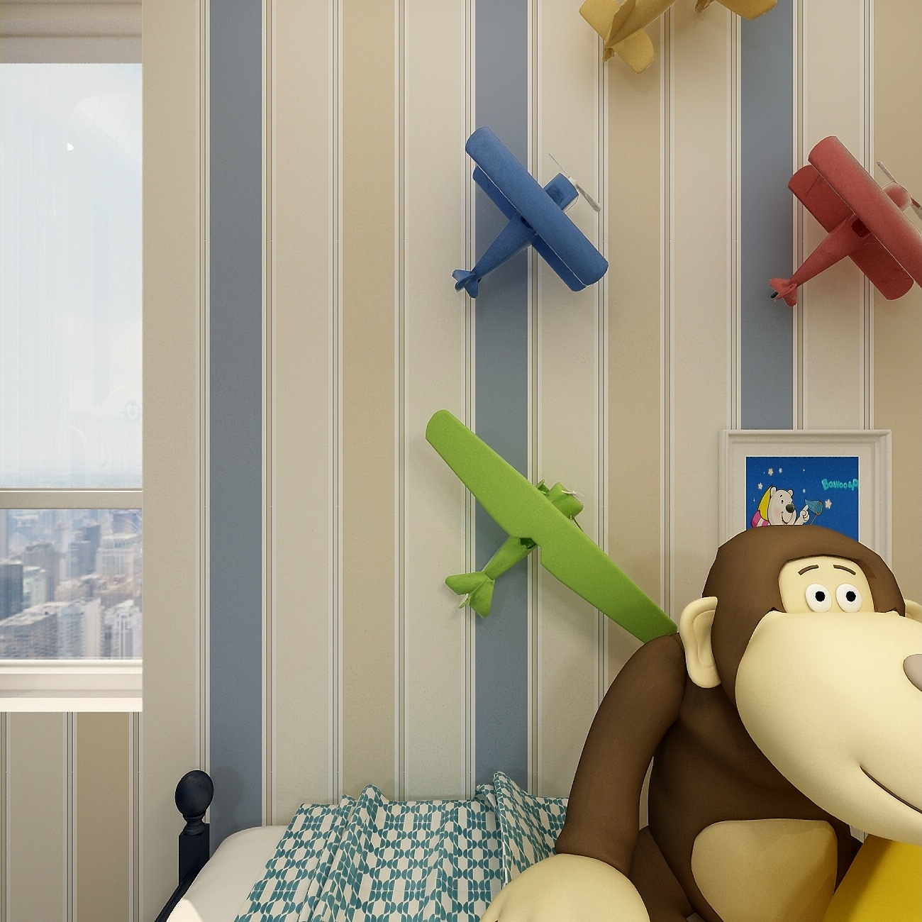 酷家乐优秀设计频道-92方地中海三居一层儿童房装修效果图第3张