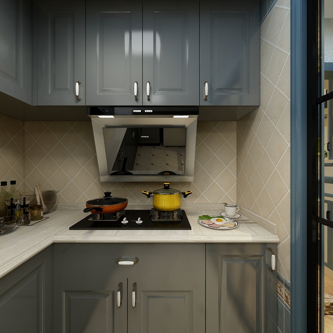 酷家乐优秀设计频道-92方地中海三居一层厨房装修效果图第4张