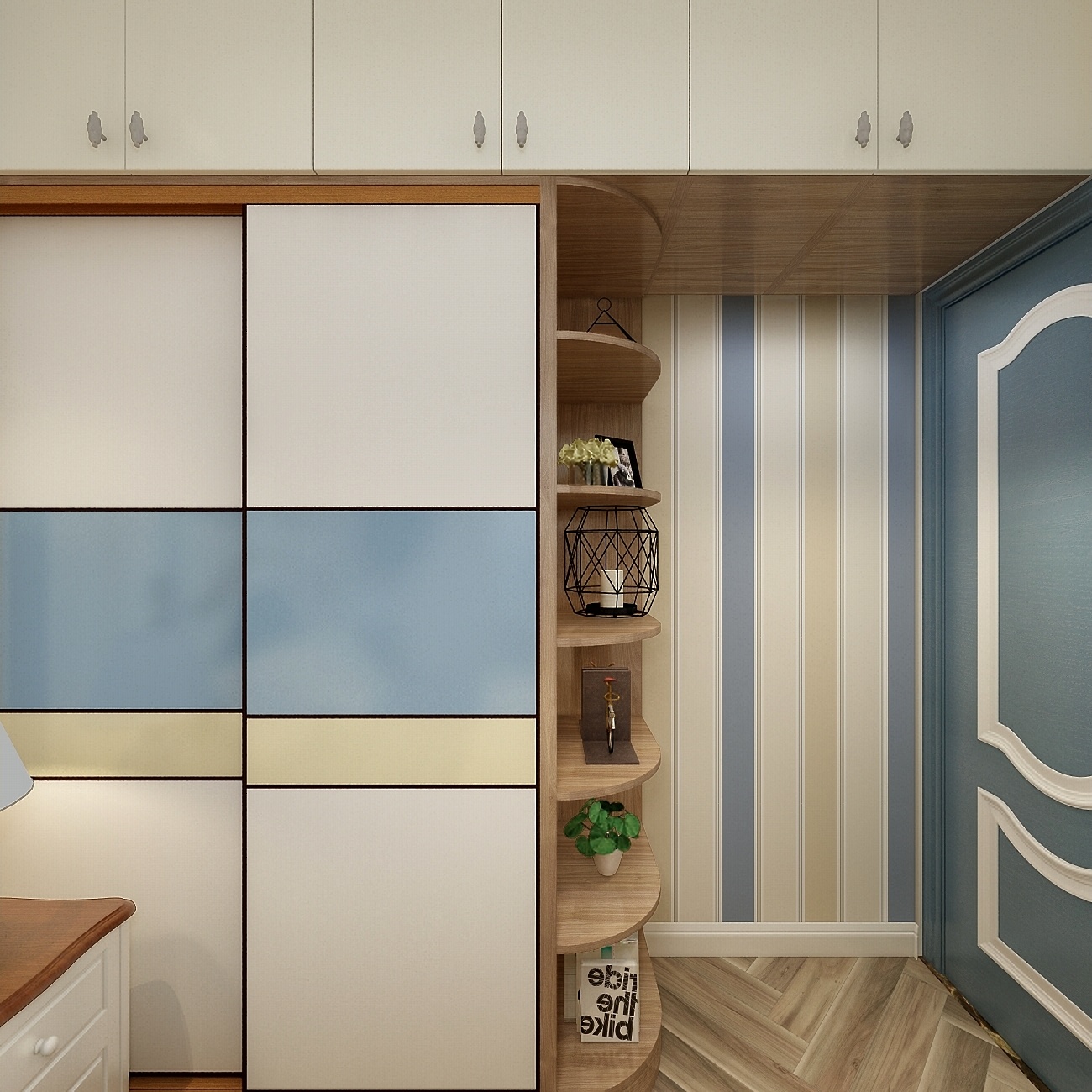 酷家乐优秀设计频道-92方地中海三居一层次卧装修效果图第3张