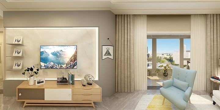 鹏茂建材5-古仁街现代不扩厨房大方背景-装修设计方案