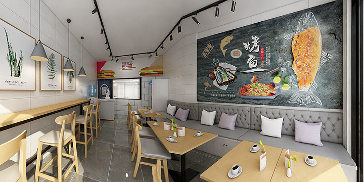 昆山名人装饰-粥店效果图-装修设计方案