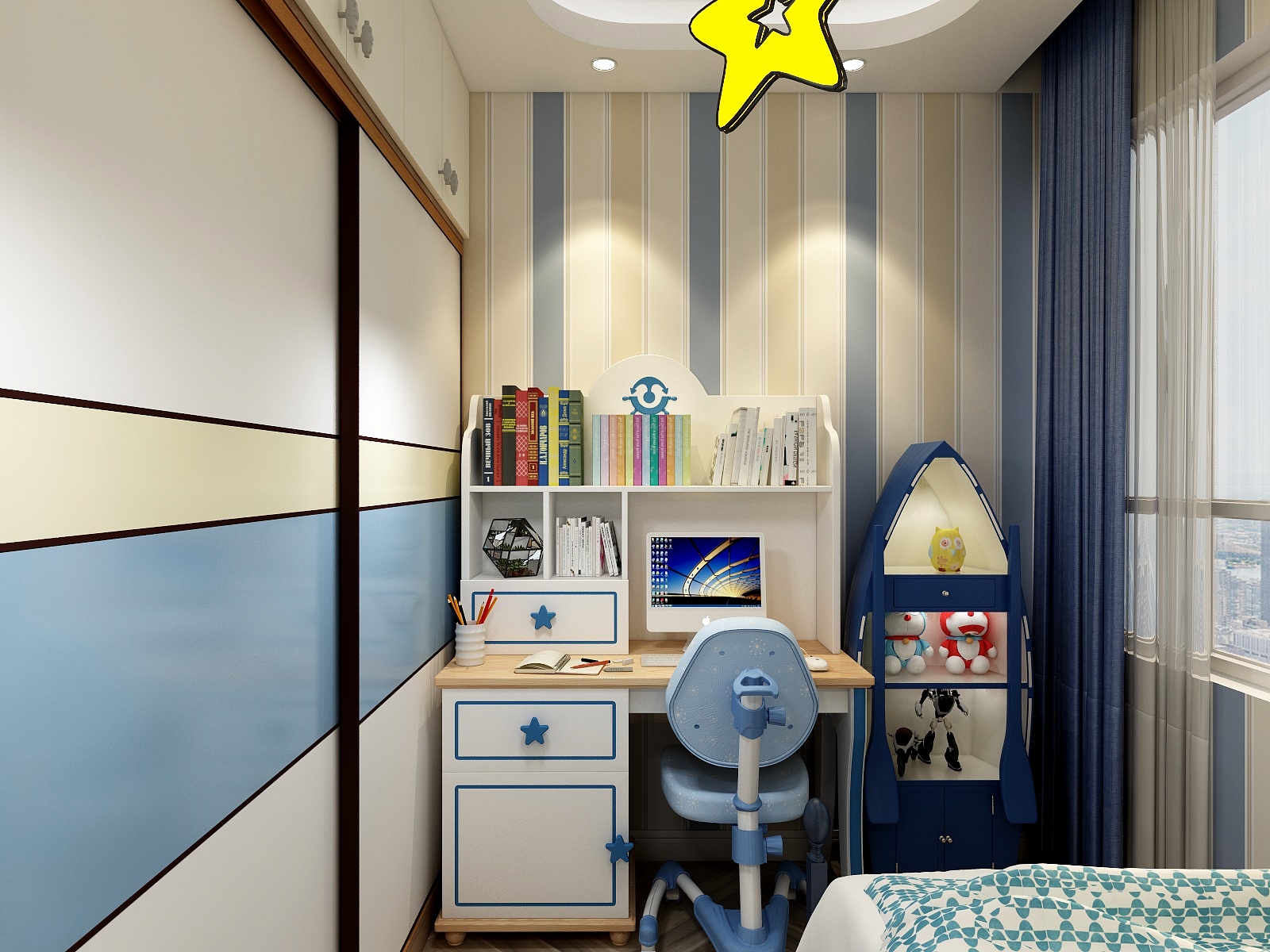 酷家乐优秀设计频道-92方地中海三居一层儿童房装修效果图第2张