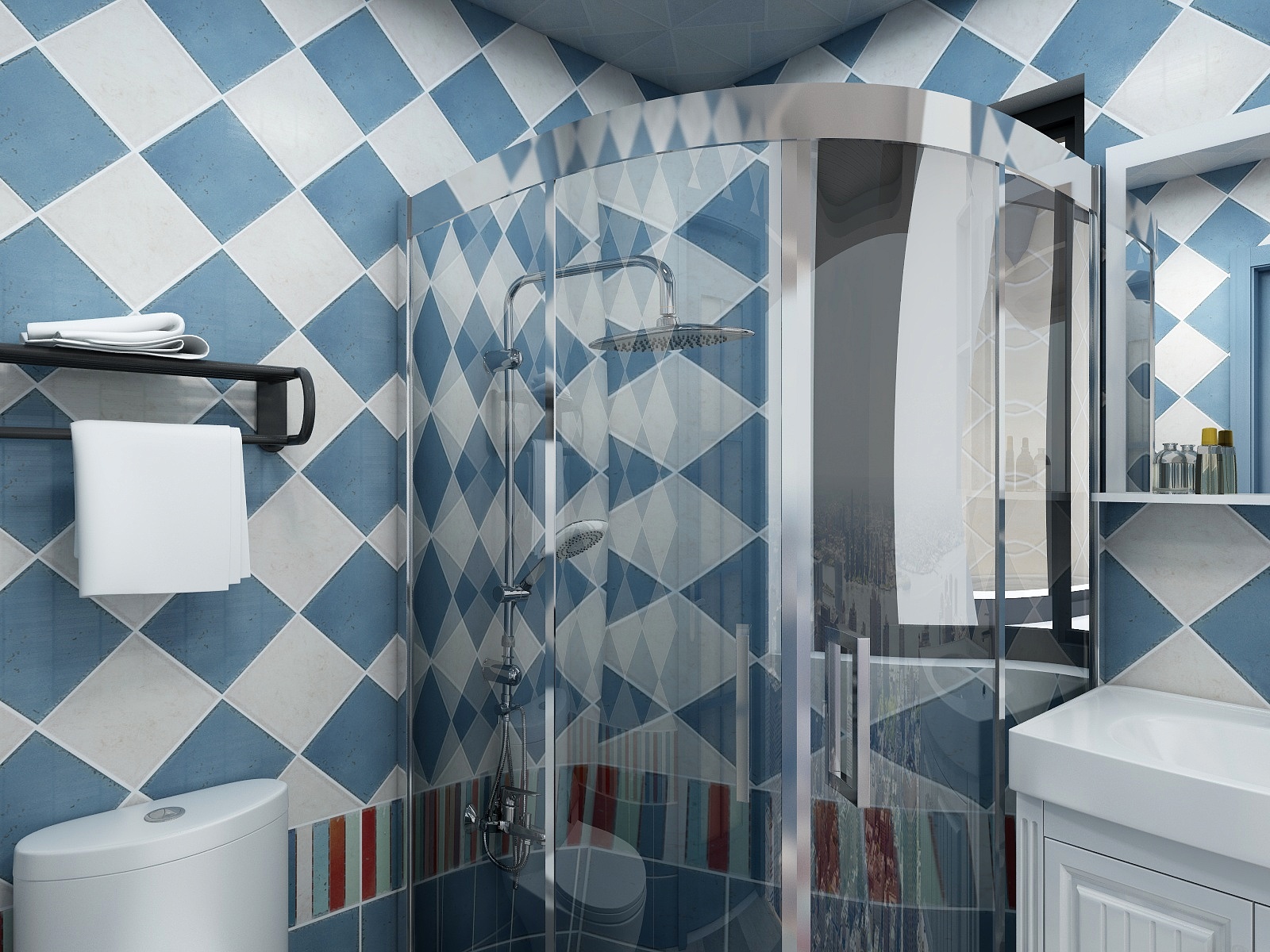 酷家乐优秀设计频道-92方地中海三居一层卫生间装修效果图第2张