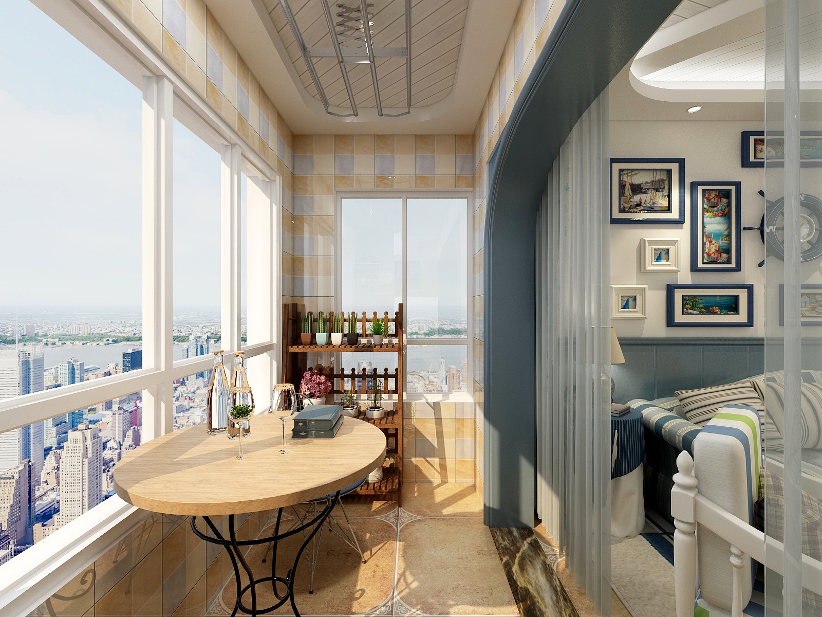 酷家乐优秀设计频道-92方地中海三居一层阳台装修效果图第1张