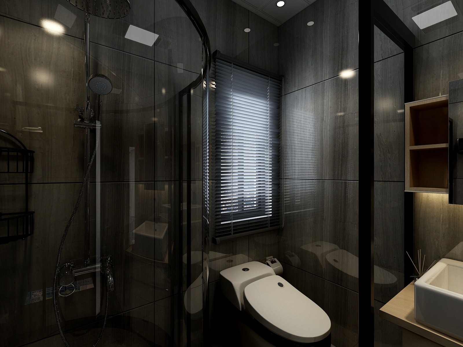 李青越-115方新中式三居一层卫生间装修效果图第1张