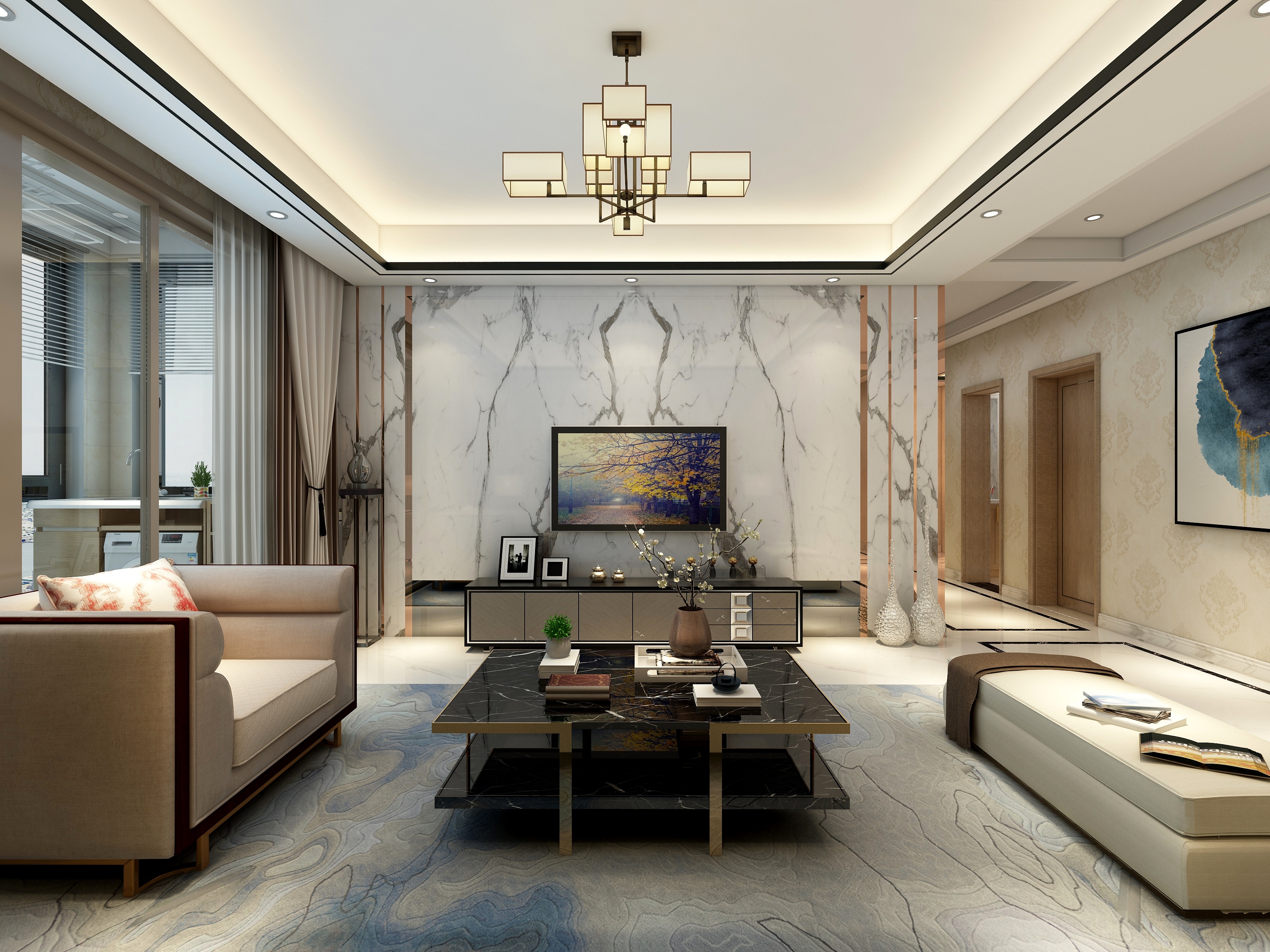 李立猛-新中式三居室装修效果图