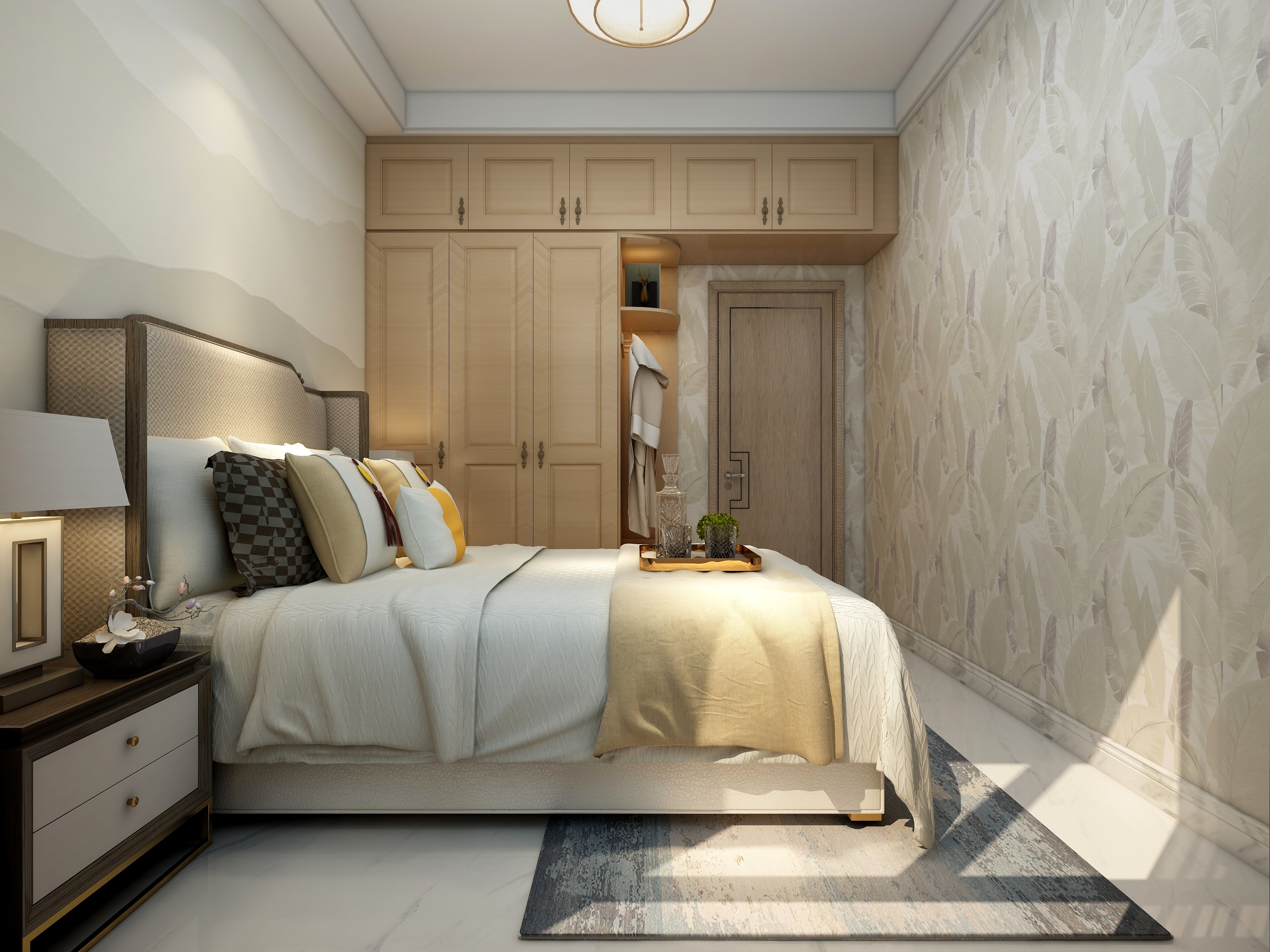 李立猛-新中式三居室一层次卧二装修效果图第2张