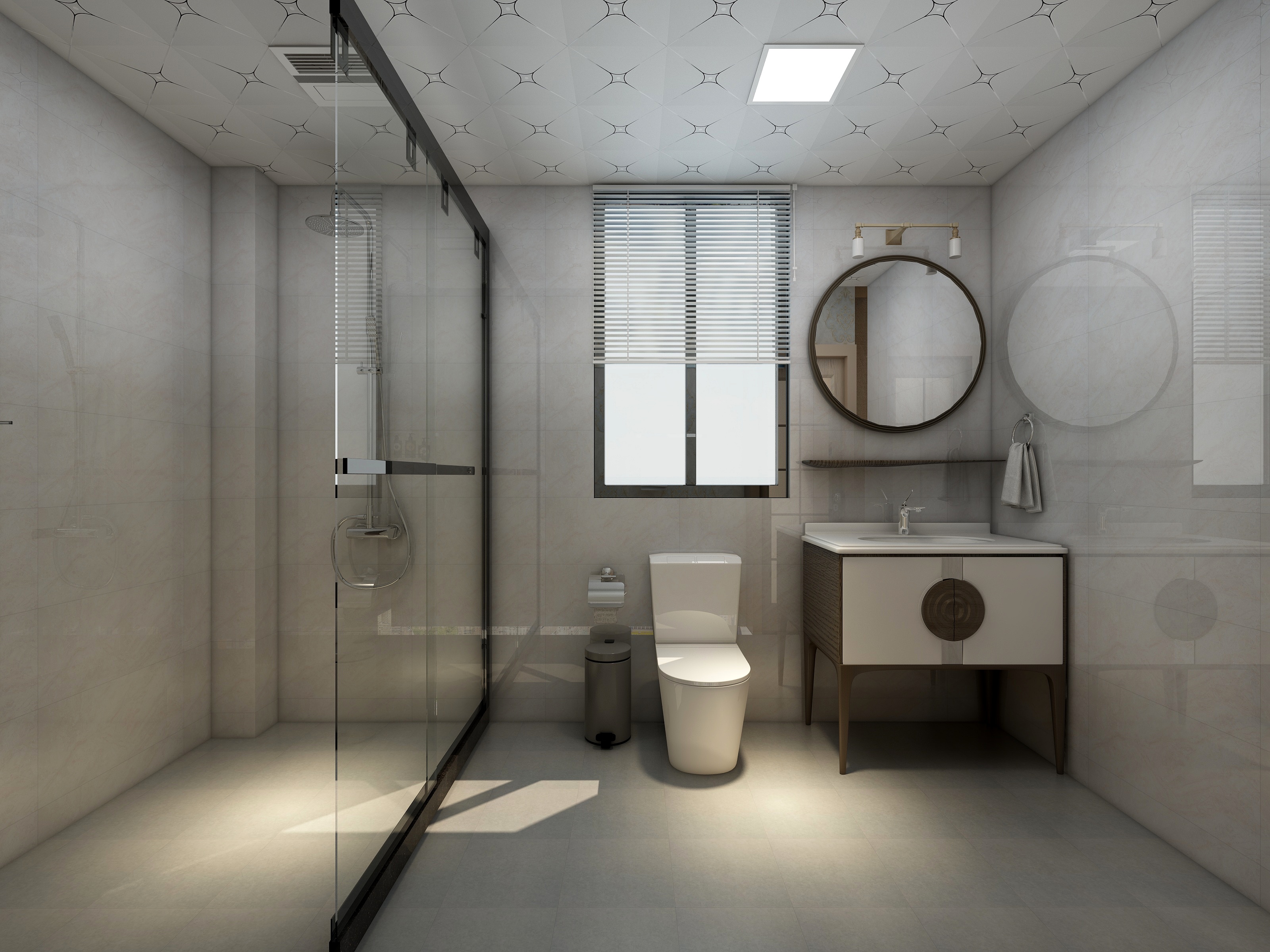 李立猛-新中式三居室一层主卫装修效果图第2张