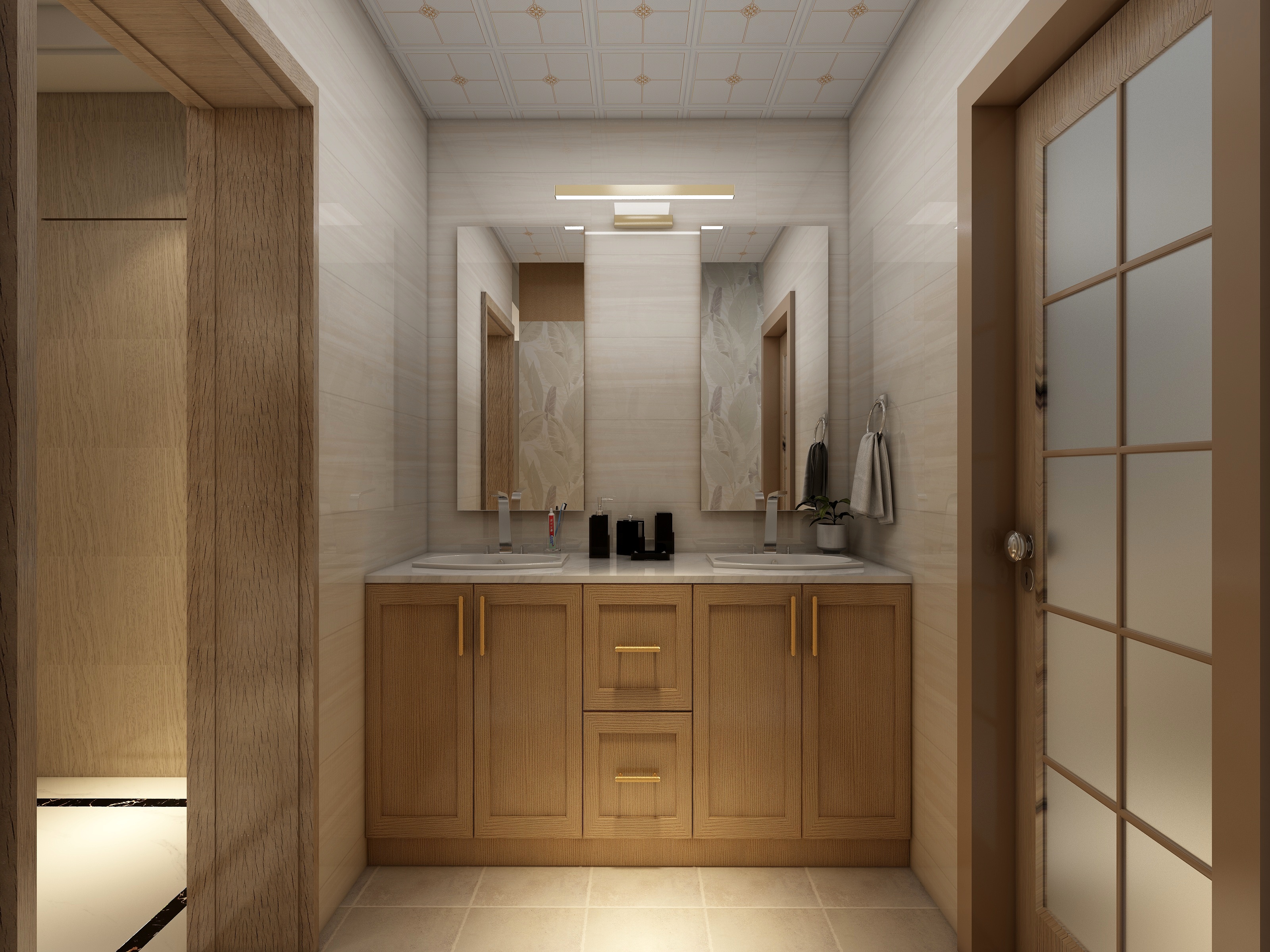 李立猛-新中式三居室一层公卫装修效果图第2张