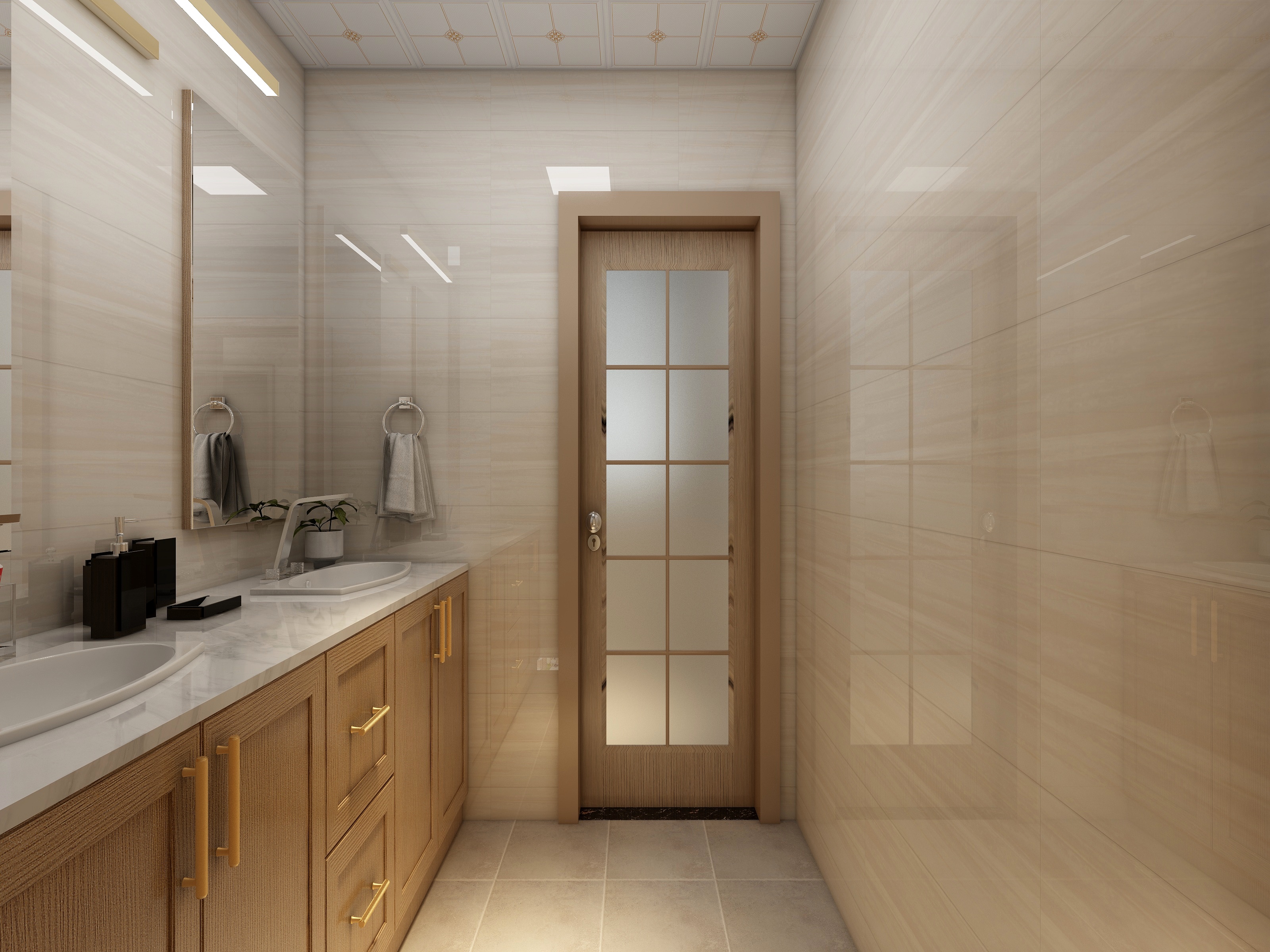 李立猛-新中式三居室一层公卫装修效果图第1张