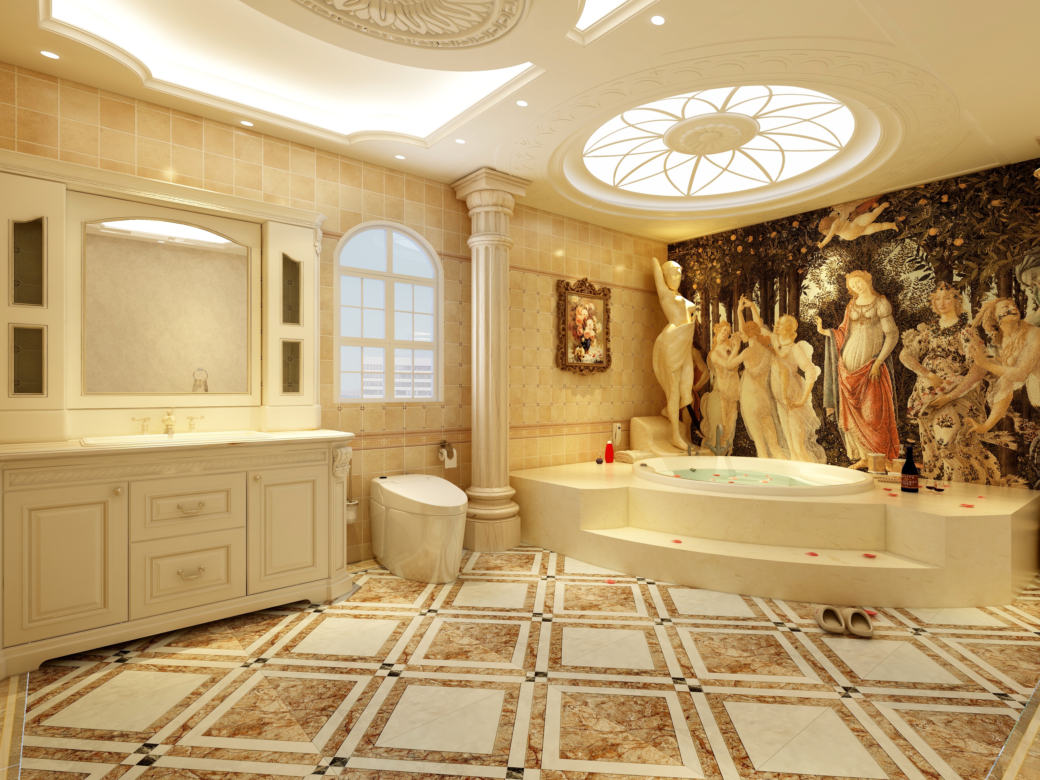 卡班-别墅-欧式一层卫生间装修效果图第1张