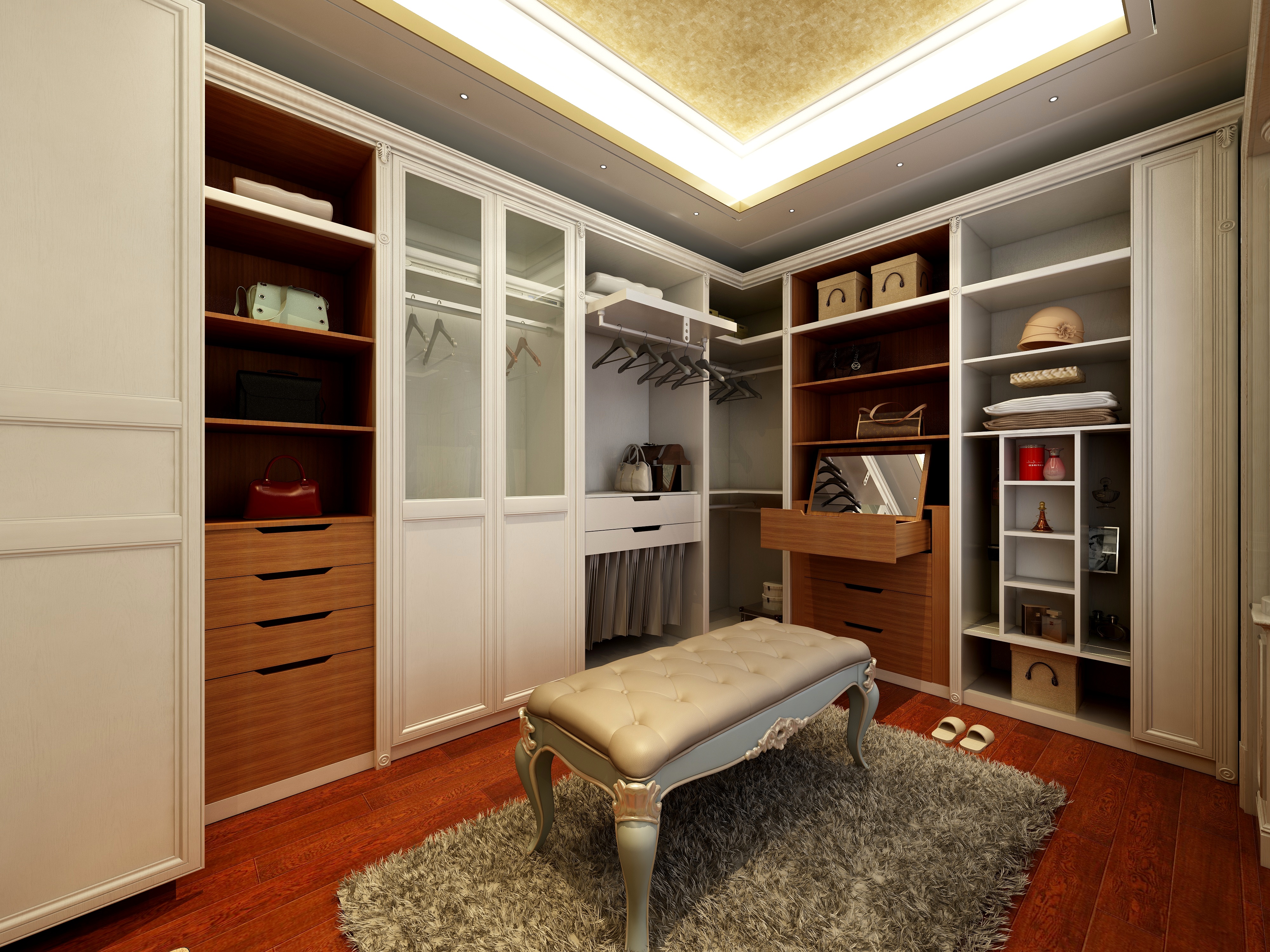 卡班-别墅-欧式二层衣帽间装修效果图第1张