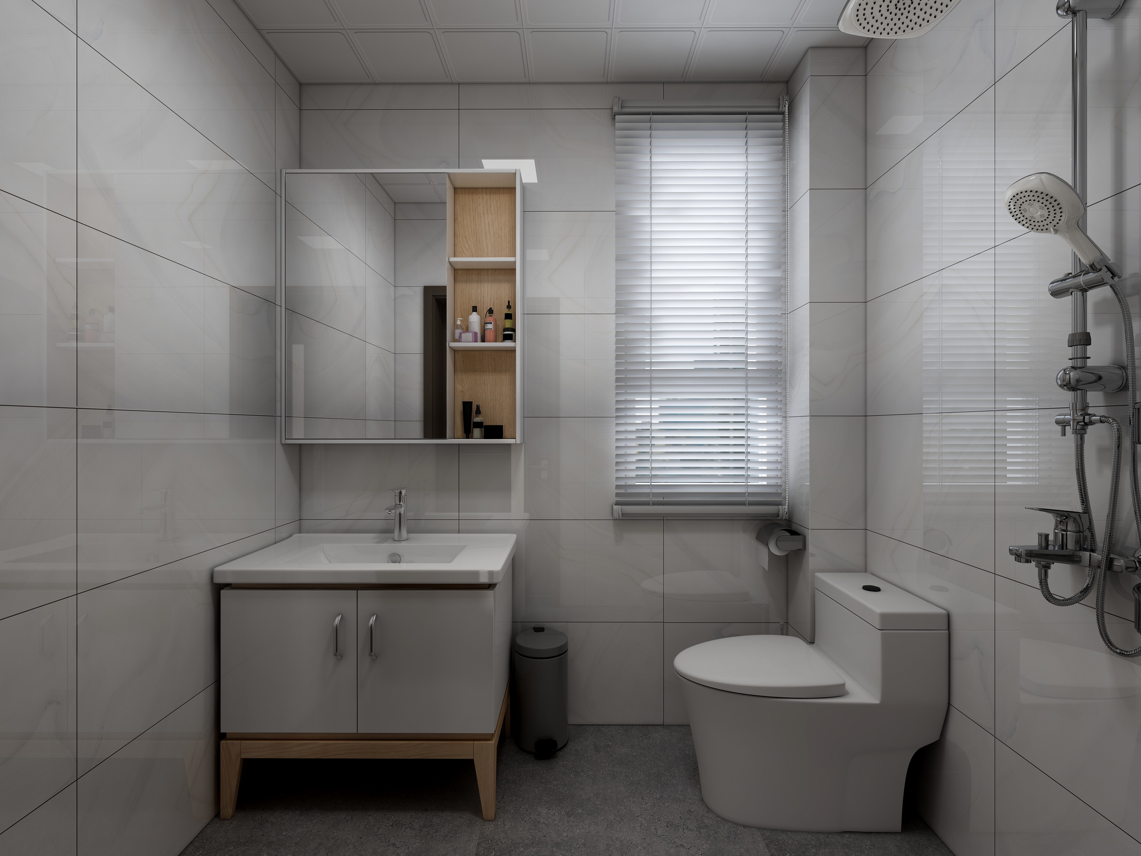 李青越-《三室现代简约-鼎一》一层客卫装修效果图第2张