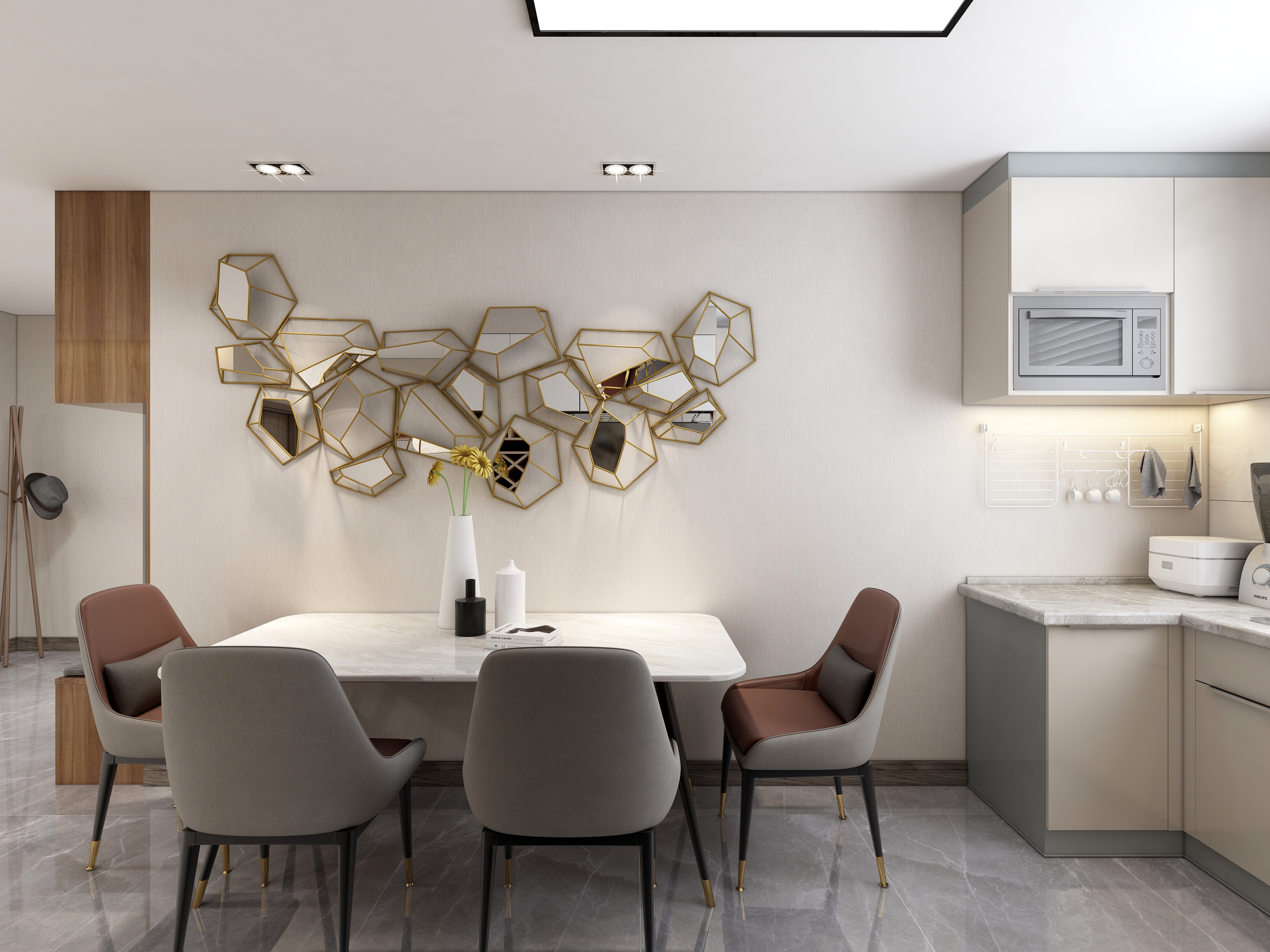 李青越-《三室现代简约-鼎一》一层客餐厅装修效果图第5张