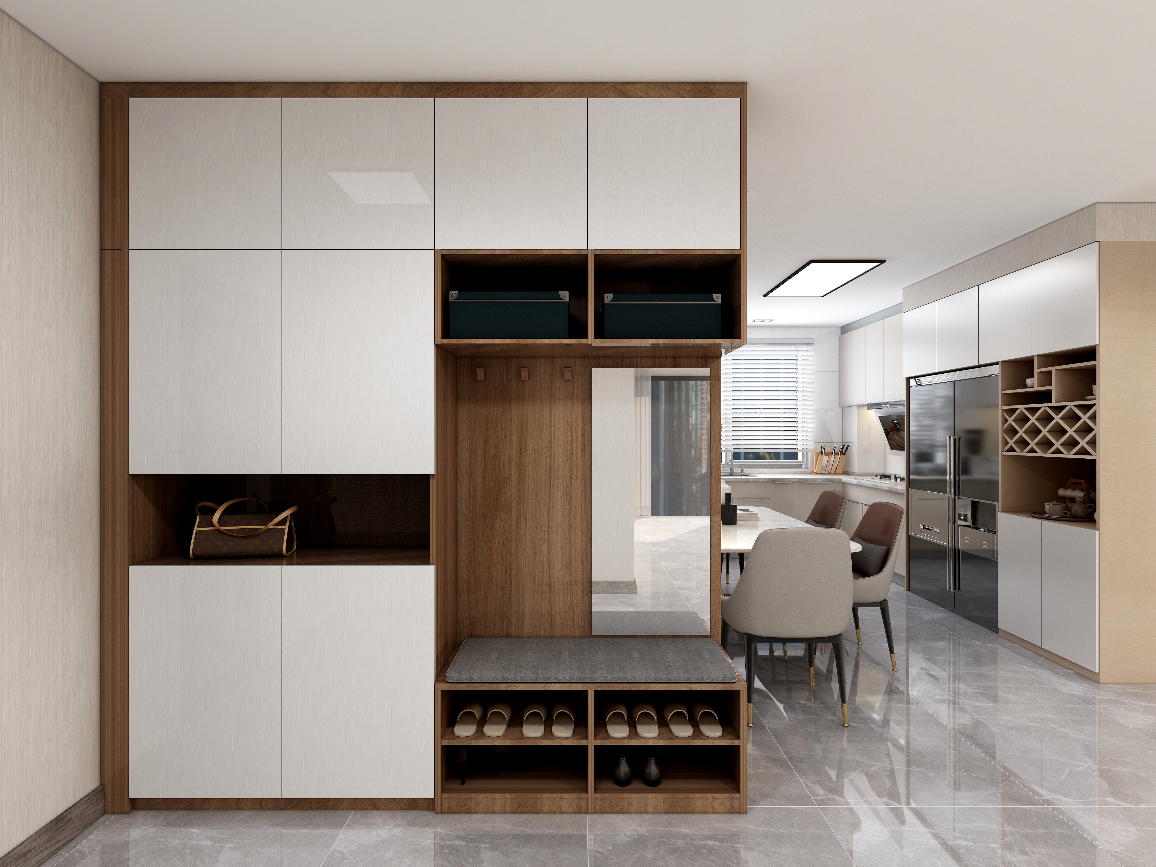 李青越-《三室现代简约-鼎一》一层客餐厅装修效果图第4张